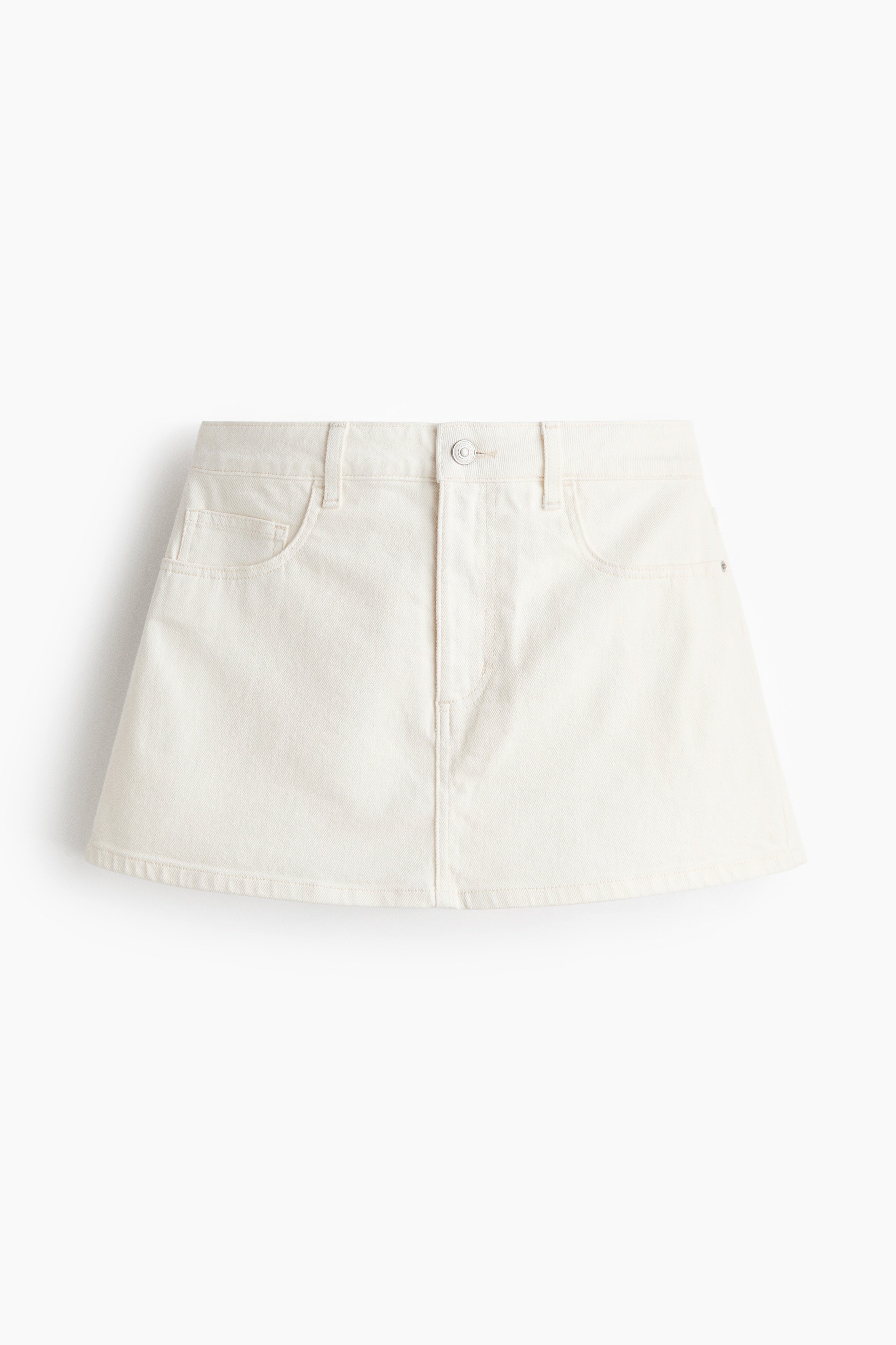 High-waisted denim skort - Cream/Denim blue/Dark denim blue