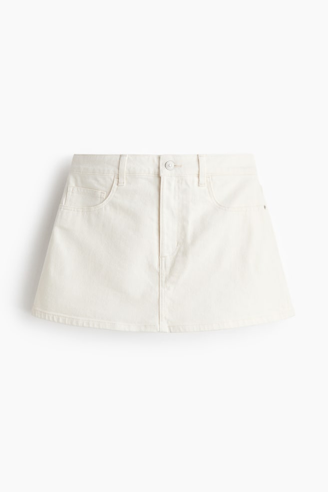 High-Waist Denim Skort - Cream/Denim blue/Dark denim blue - 1