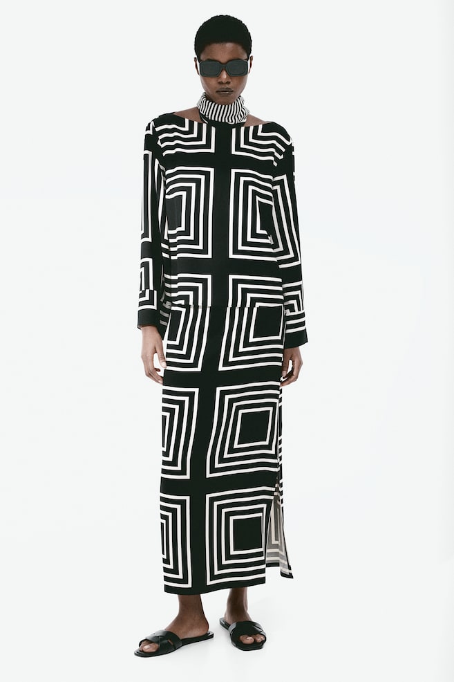 Pencil skirt - Black/Geometric pattern - 4