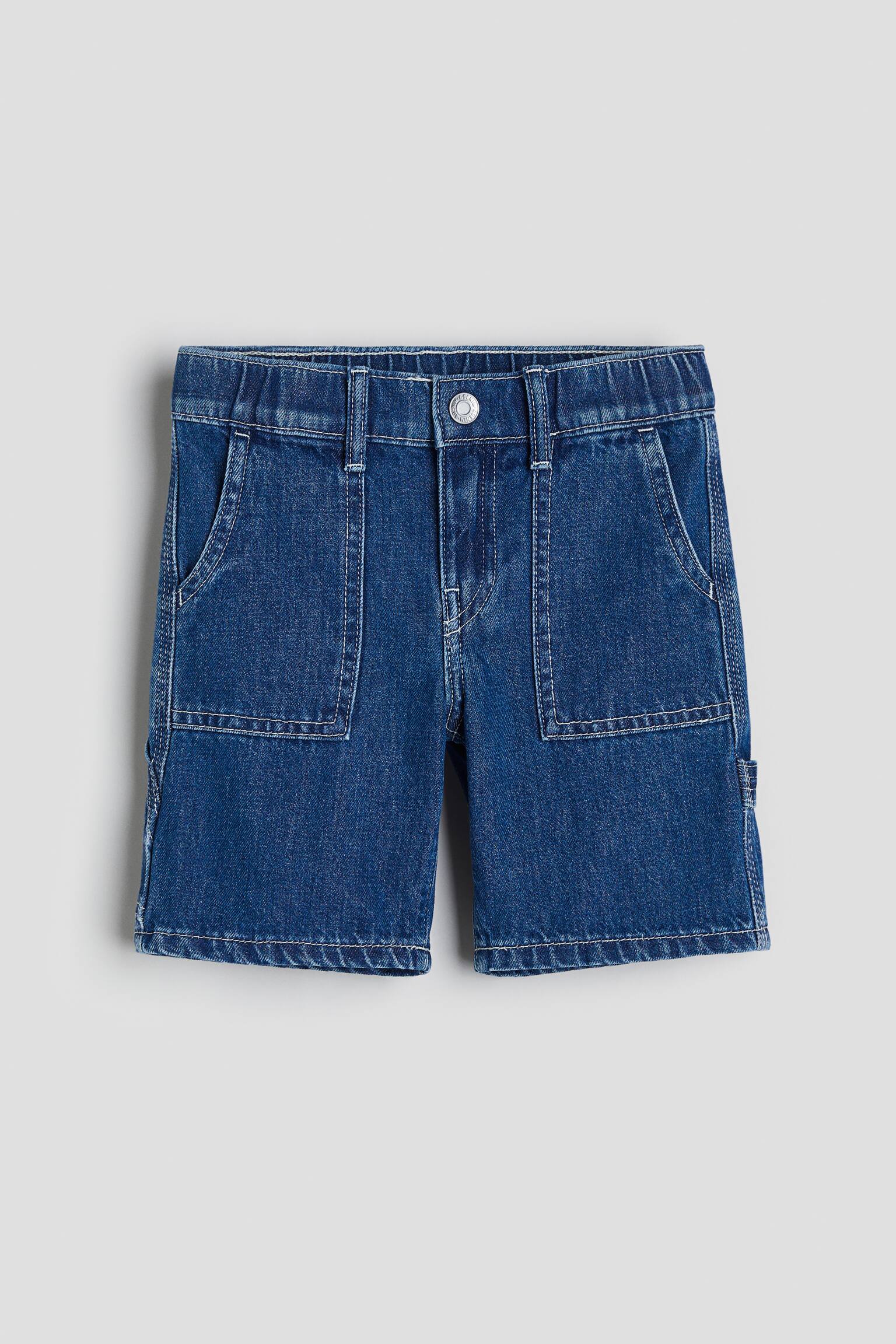 Denim cargo shorts - Dark denim blue - 1