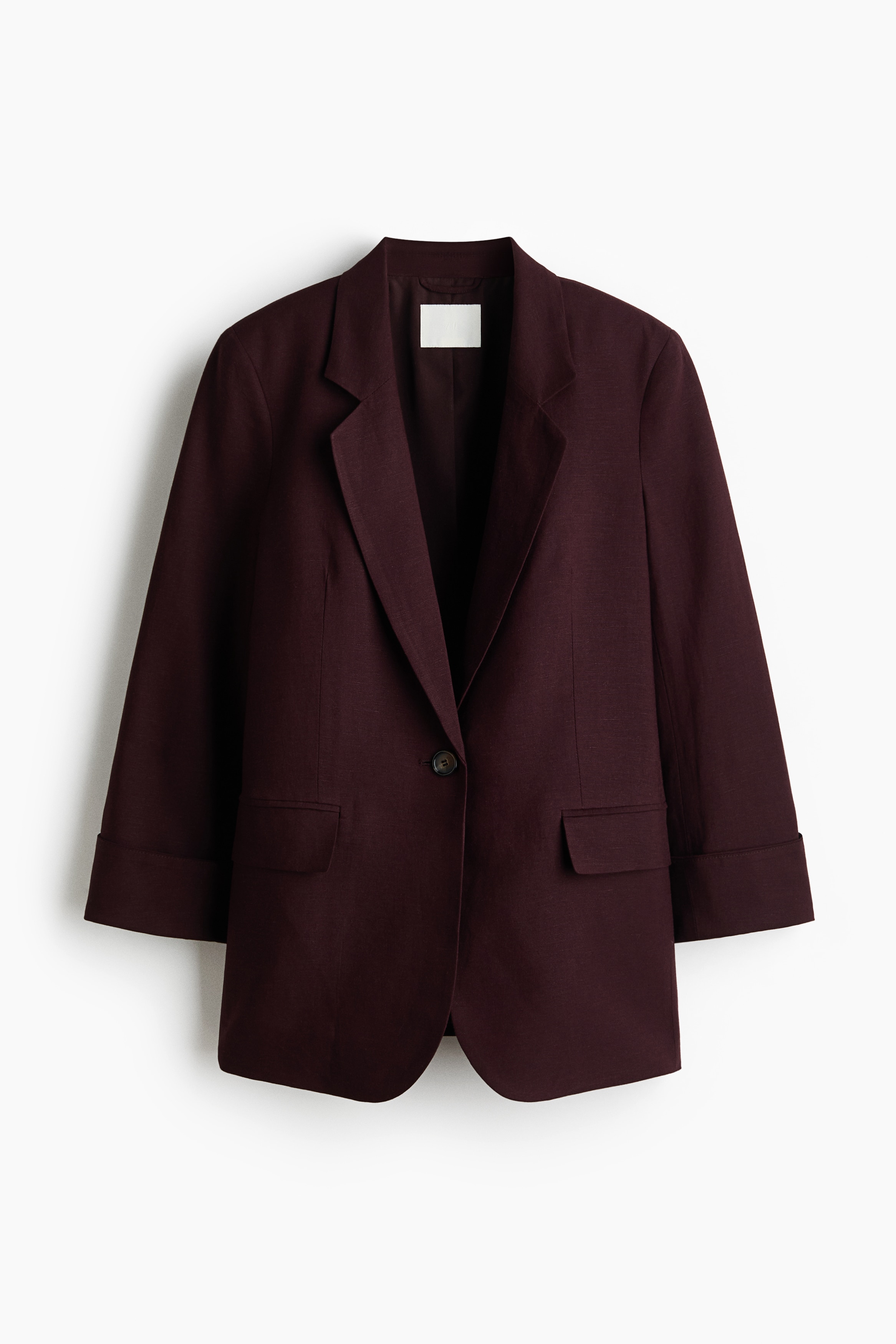 Linen-blend blazer - Plum purple/Cream