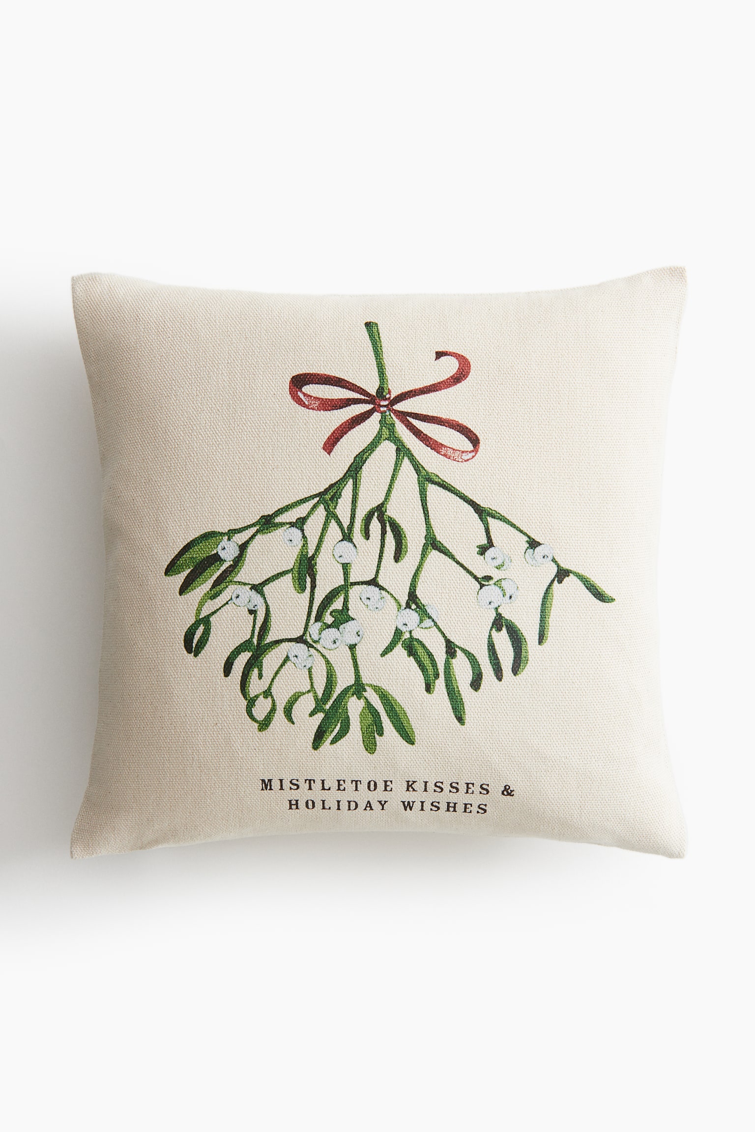 Printed cotton cushion cover - Light beige/Mistletoe/White/Black - 1