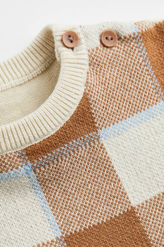 Jacquard-knit jumper - Light brown/Cream checked/Dark blue/Patterned/Grey/Patterned - 4