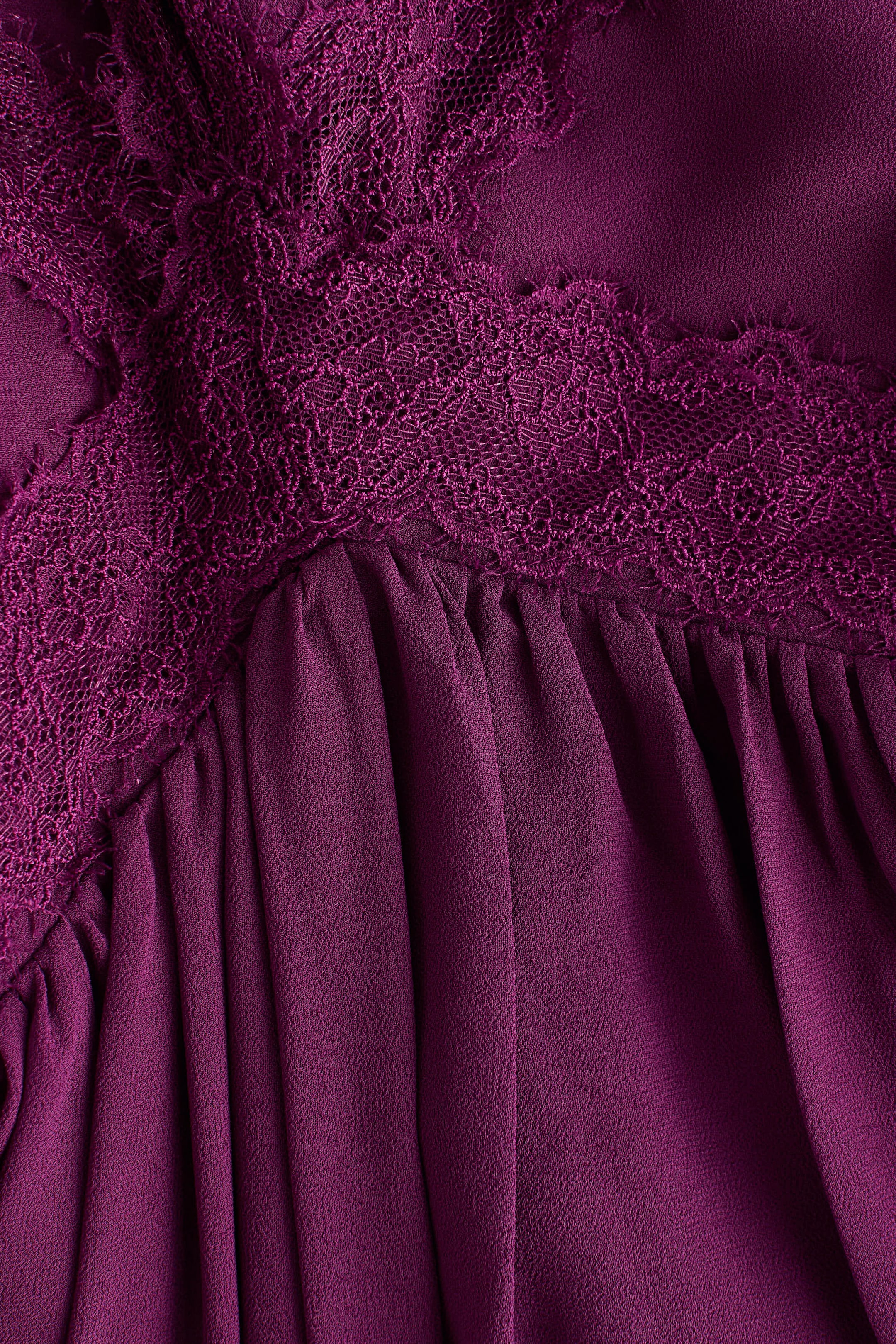 Lace-Inset Chiffon Dress