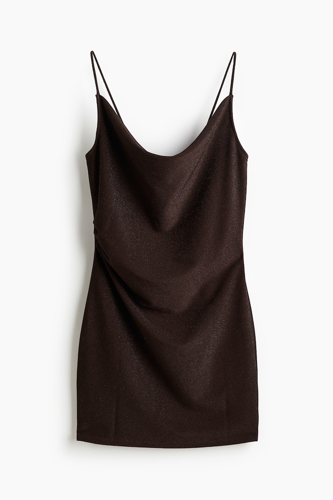 Draped Strappy Dress - Dark brown - 1