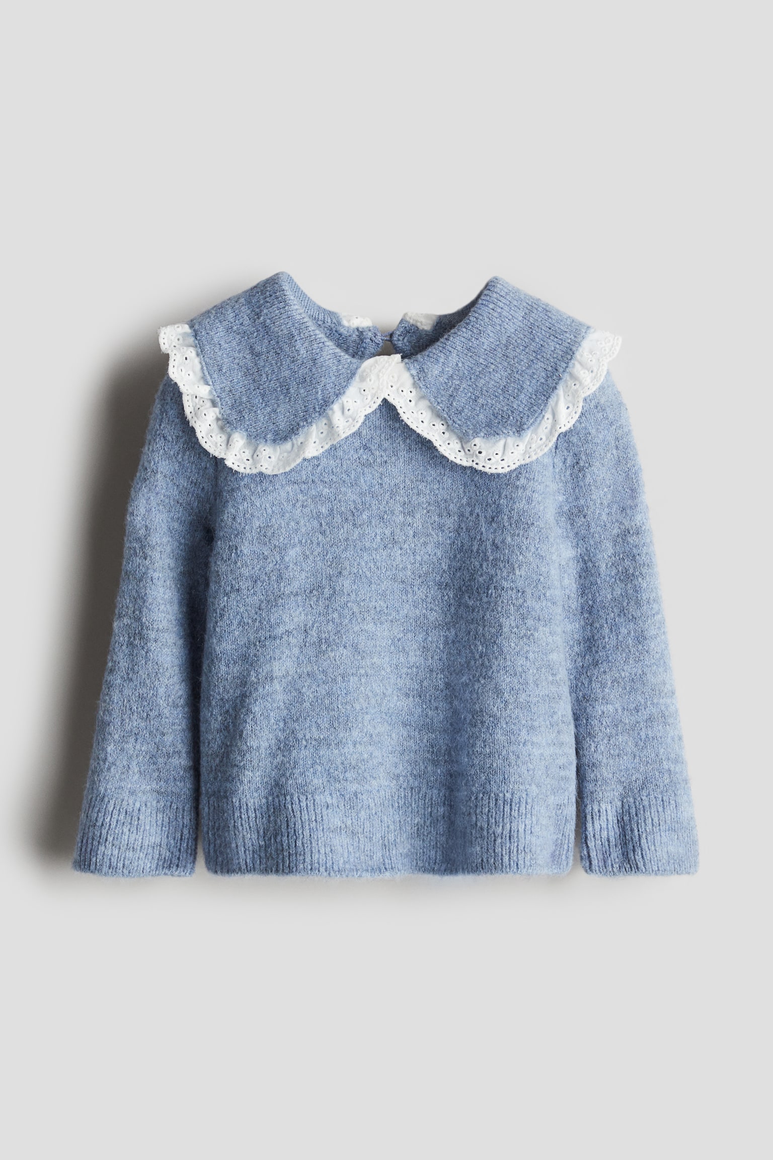 Peter Pan-collared jumper - Light blue/Light beige marl/Light grey - 1