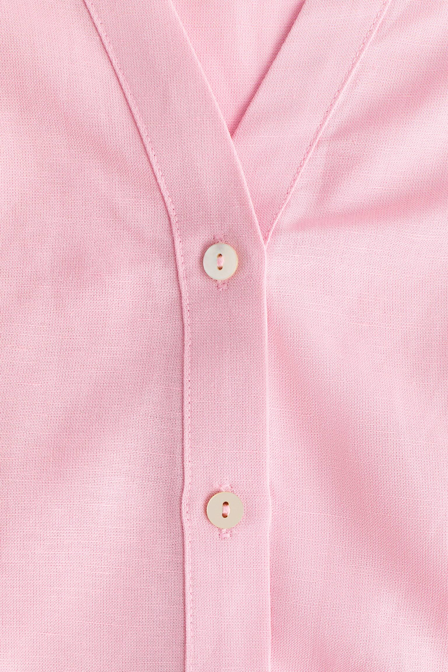 Camisa sin mangas en mezcla de lino - Rosa claro/Azul marino/Café/Blanco - 7