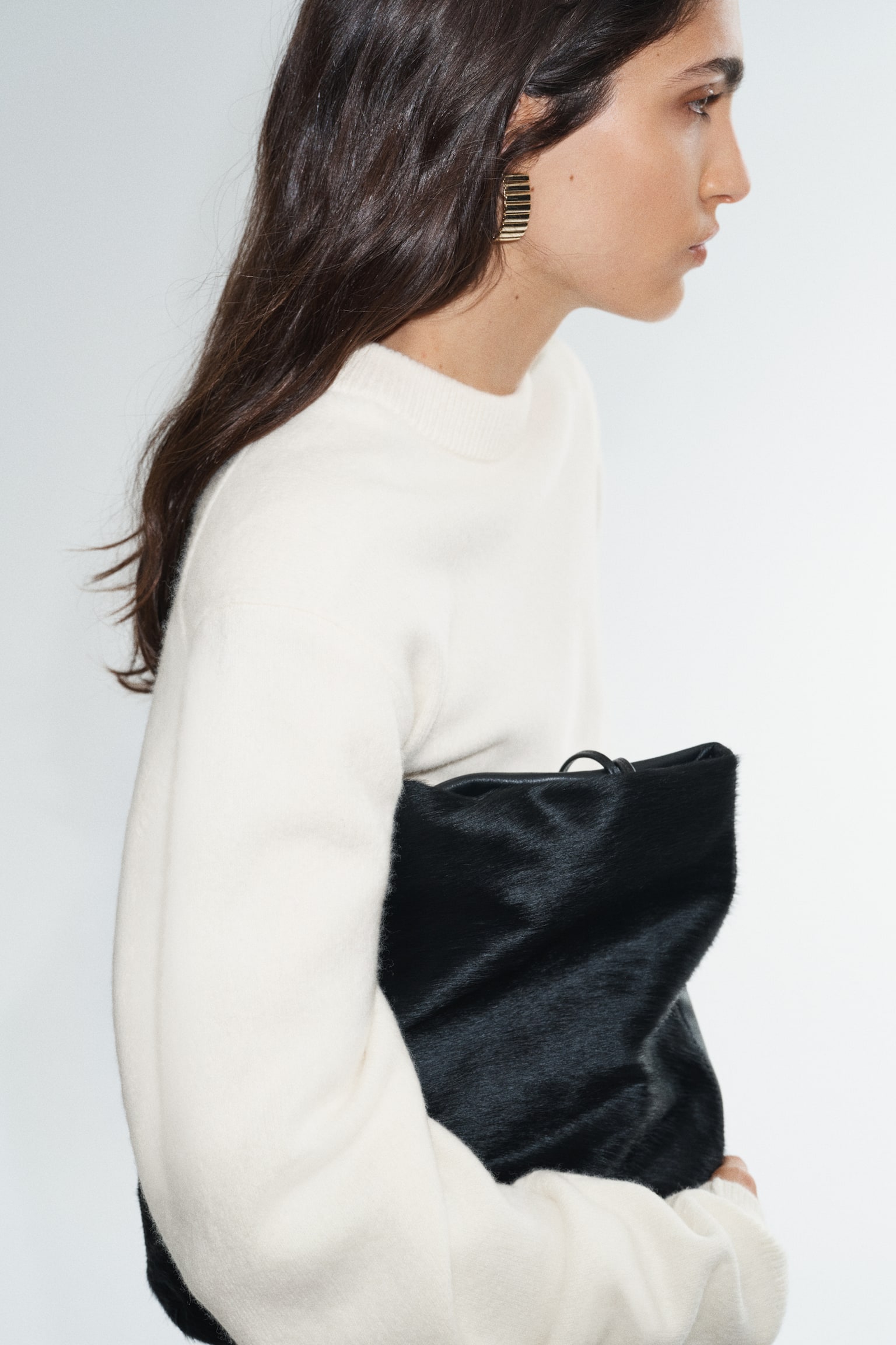 Женский свитер H&M Wool-Blend Sweater with Shoulder Pads, цвет: Светлый бежевый — фото 5