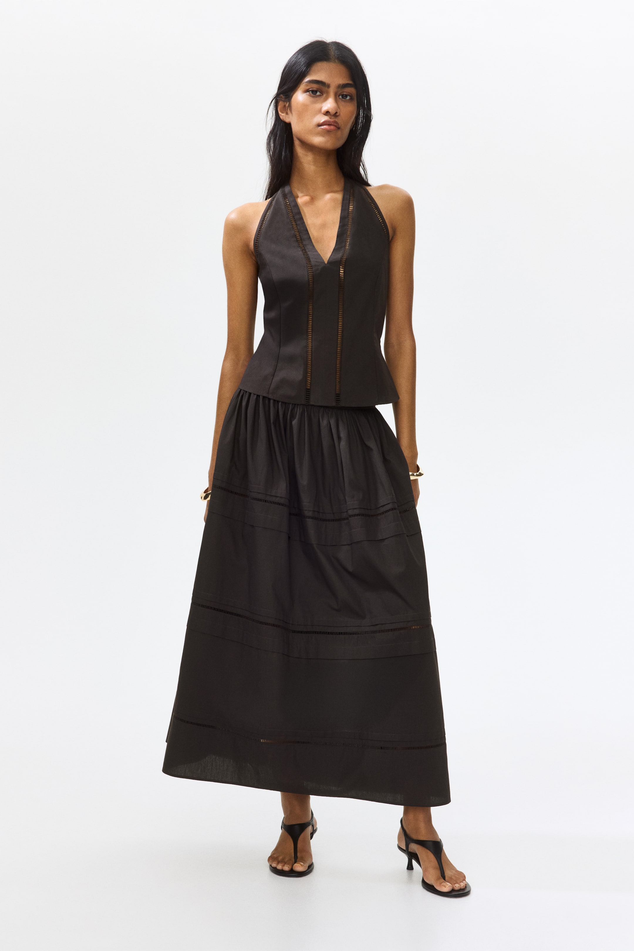 View larger image: Lace-inset maxi skirt - Dark brown - Ladies | H&M IN 1