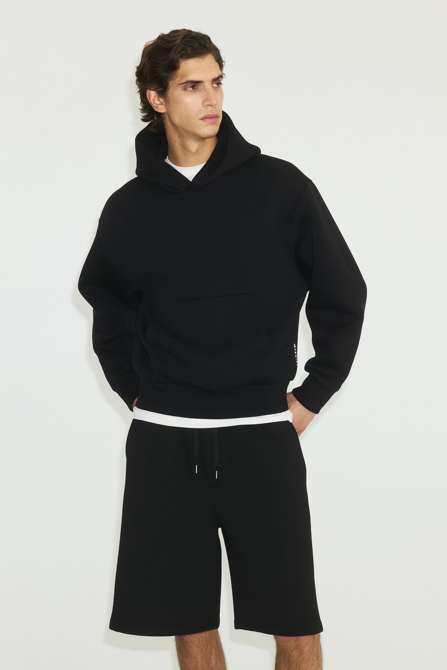 Oversized Fit Sports hoodie with DryMove™ - Black/Beige/Dark brown - 4