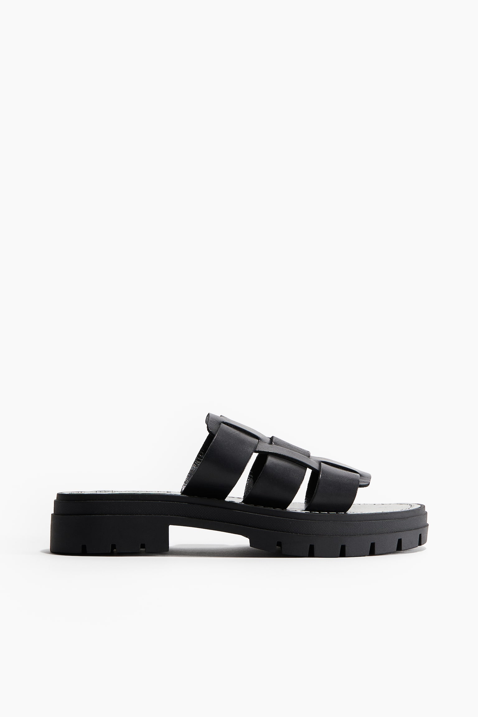 Chunky Leather Sandals - Black - 2