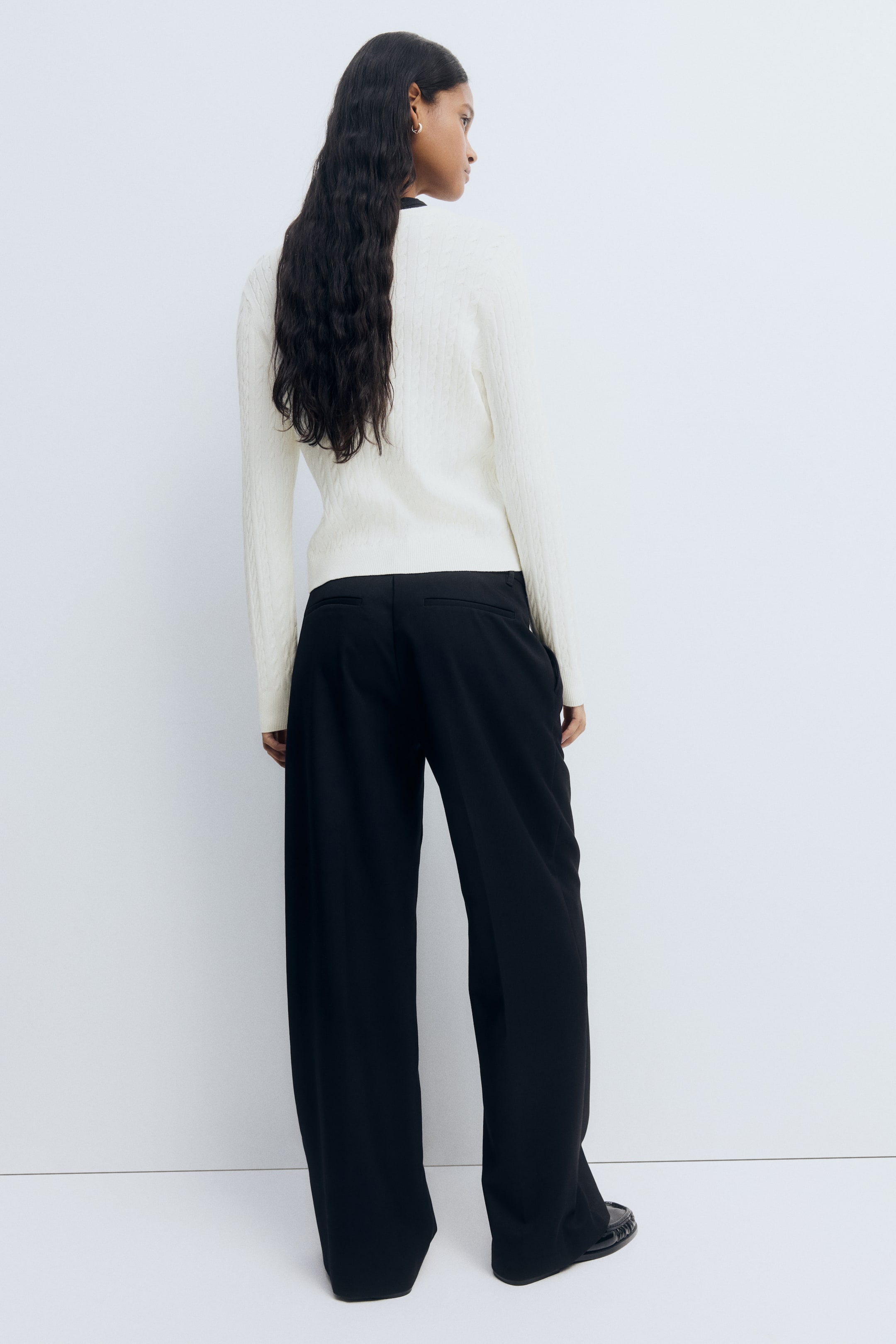 Ver imagen más grande: Jersey en punto trenzado - Blanco - MUJER | H&M ES 3