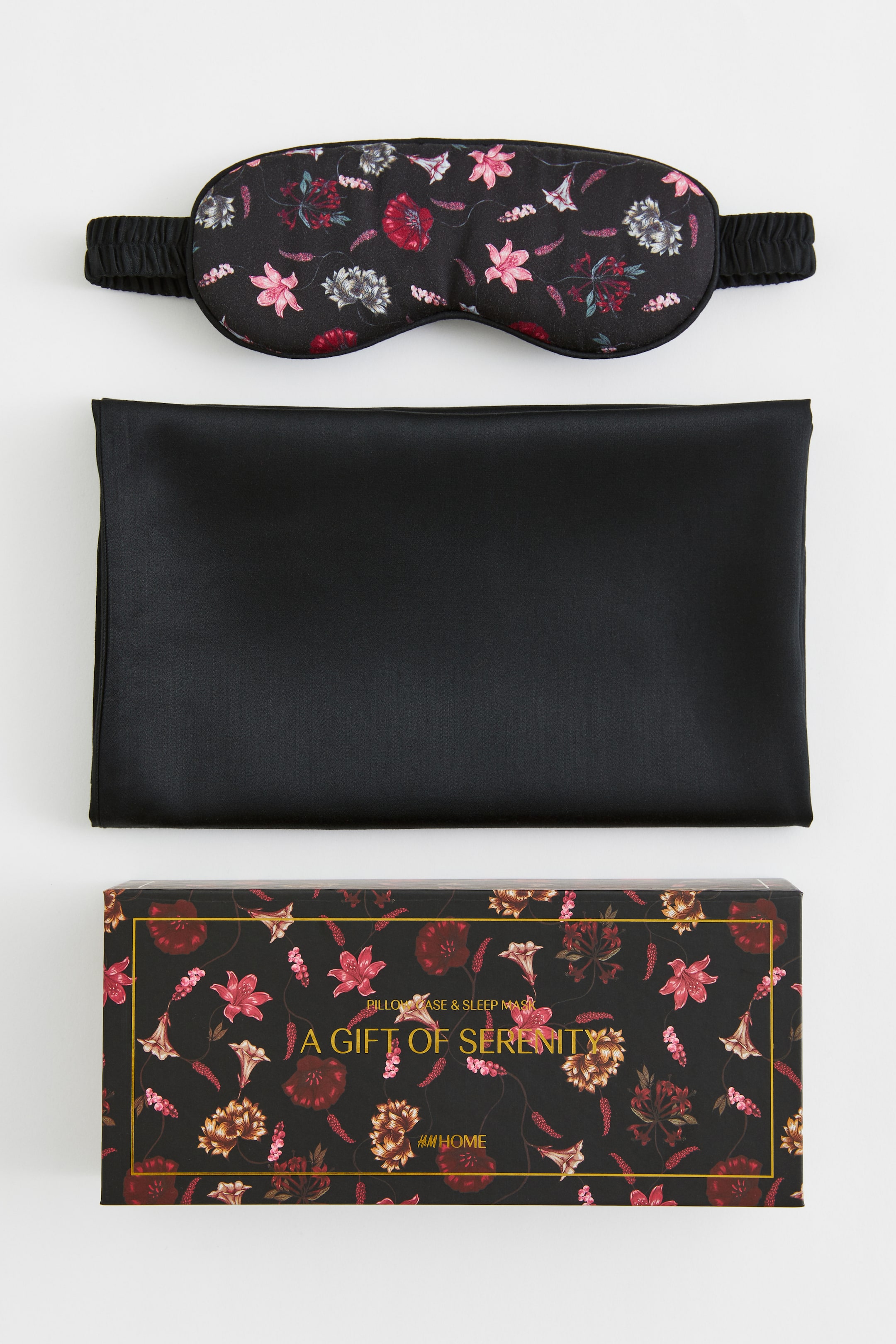 Satin Pillowcase and Sleep Mask - Black/floral - Home All | H&M US