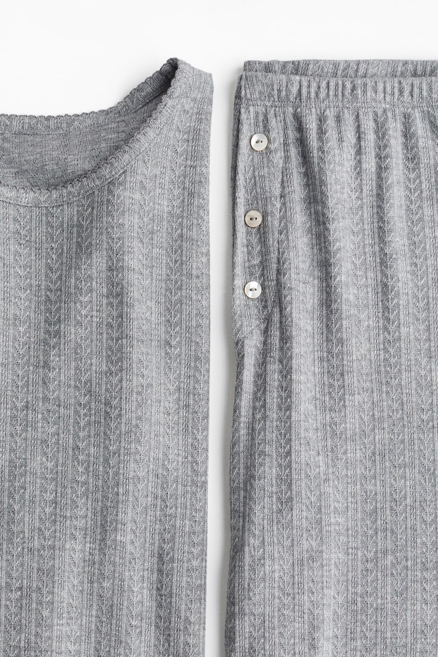 Delik Desenli Pijama Takımı - Gri kırçıllı - 5