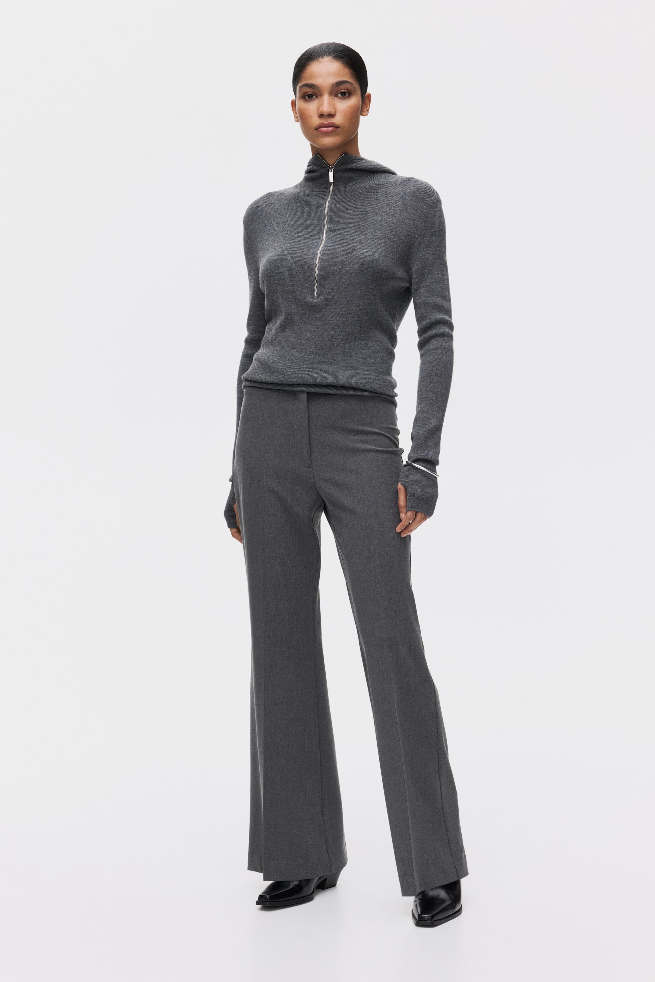 拡大画像を表示: テーラードパンツ - グレーメランジ - レディース | H&M JP 1