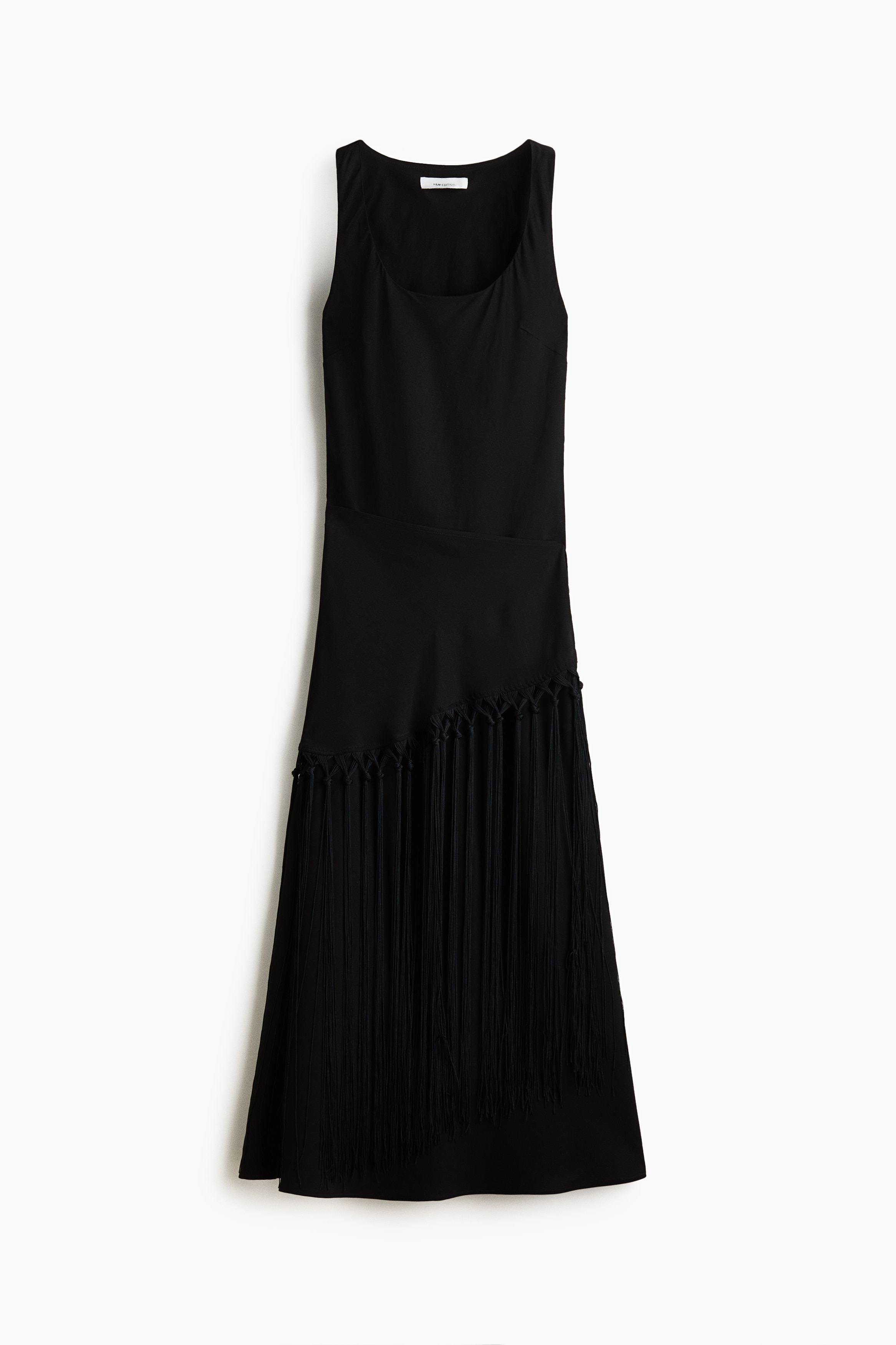 Linen-blend scarf-detail dress - Black