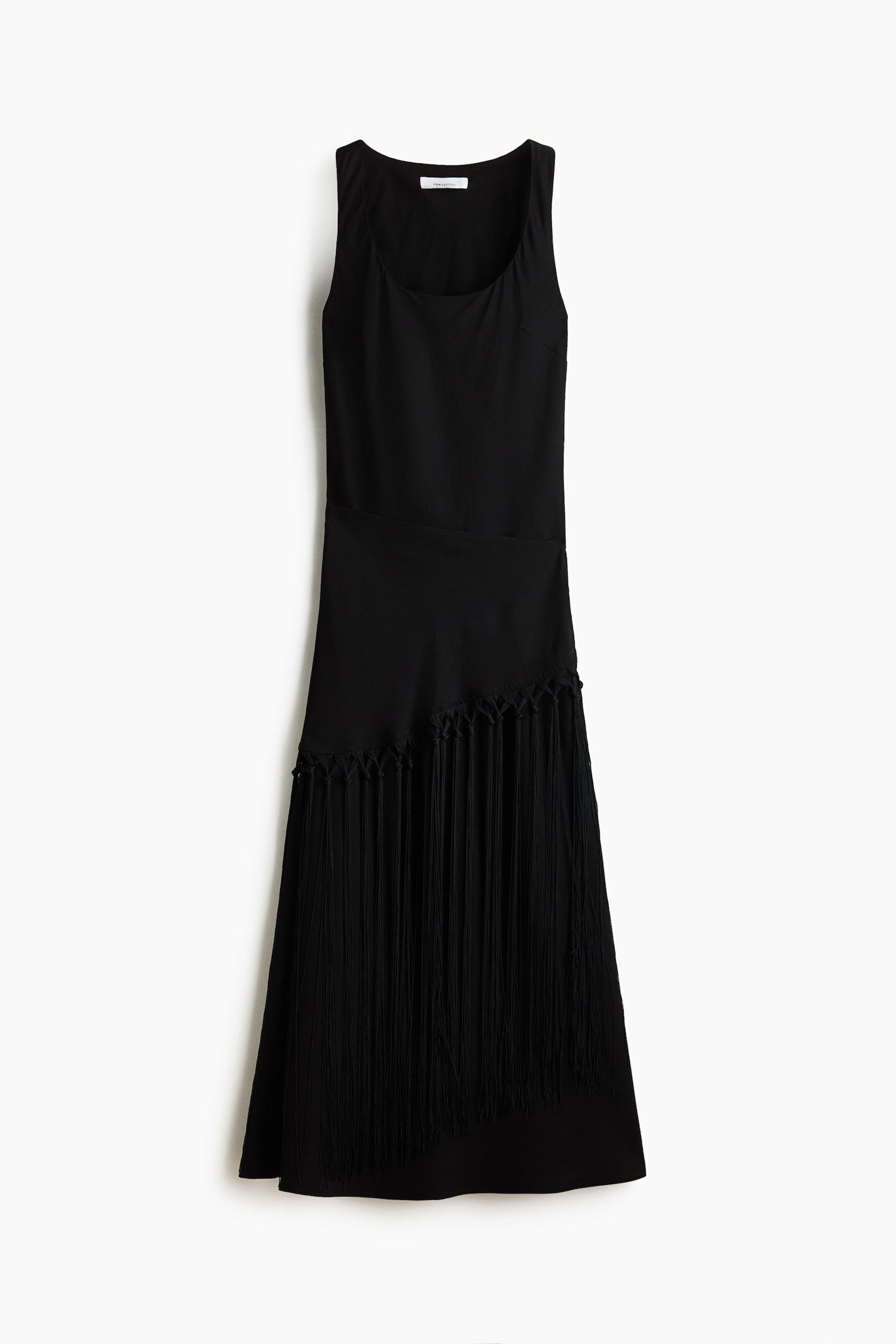 Linen-blend scarf-detail dress - Black - 2
