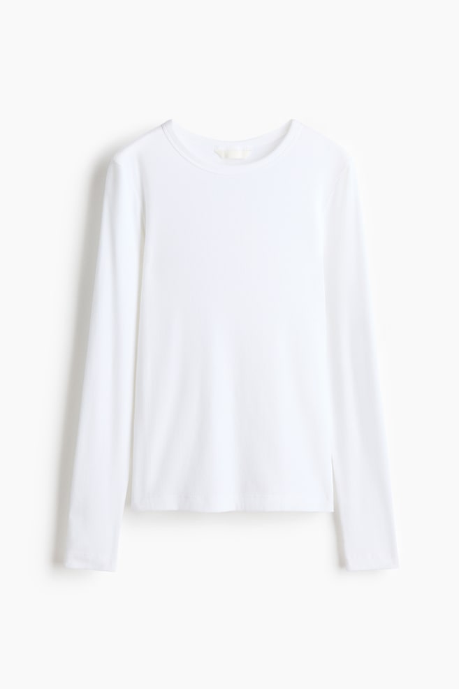 Camiseta de canalé en mezcla de algodón - Blanco/Rosa de antaño/Turquesa claro/Marrón oscuro - 1