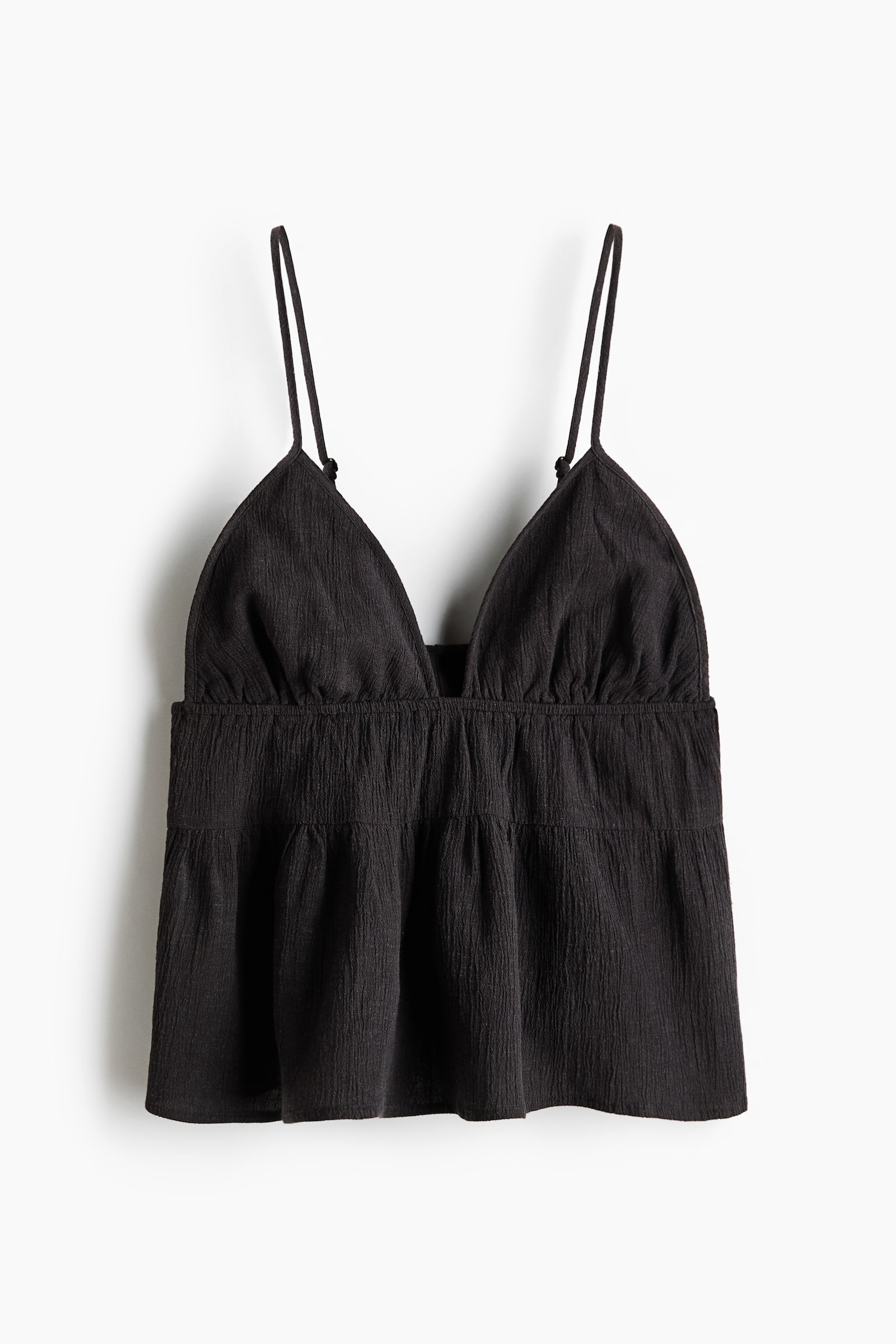 Linen-blend strappy top - Charcoal grey/Cream/Mustard yellow - 1