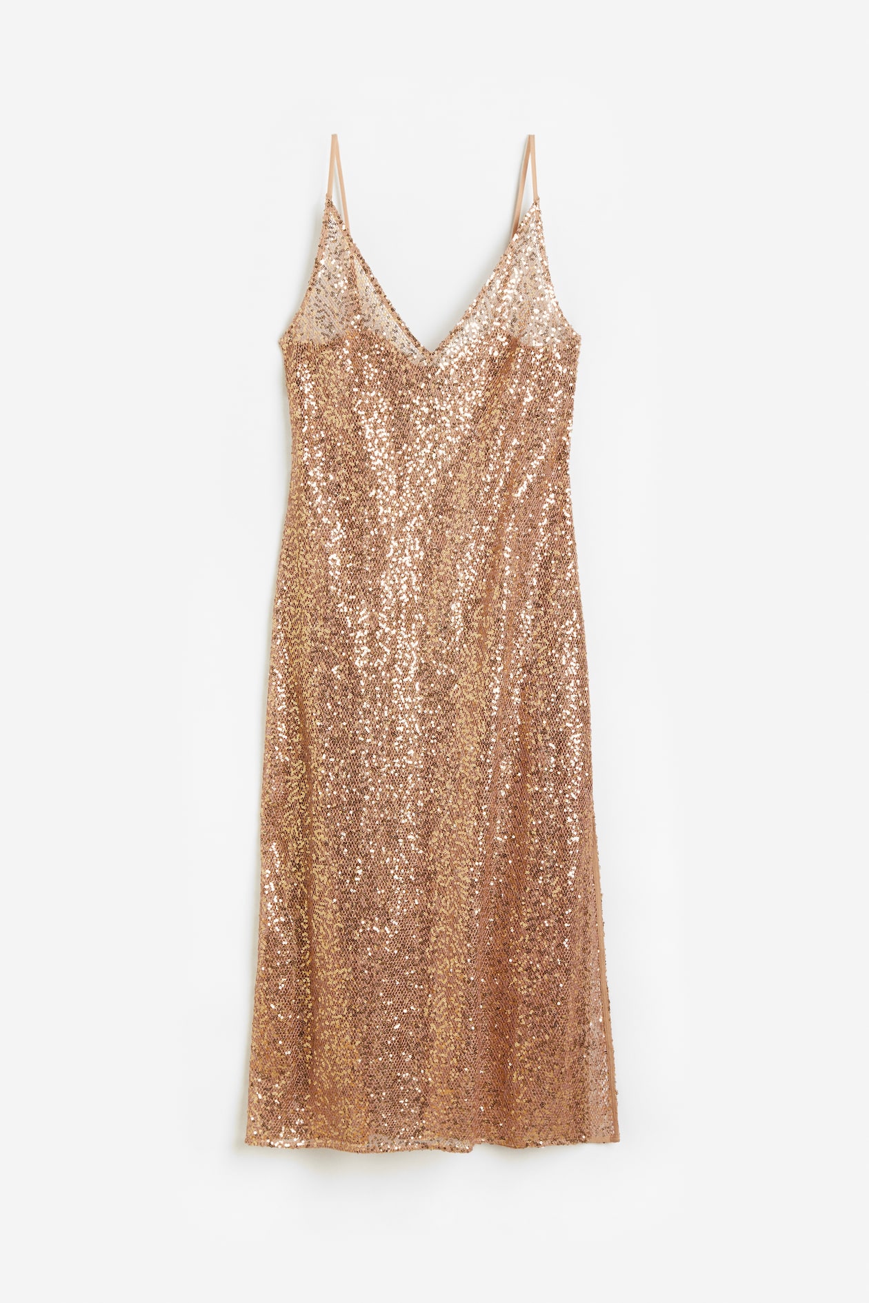 Robe moulante avec encolure en V Beige/paillettes FEMME H&M FR