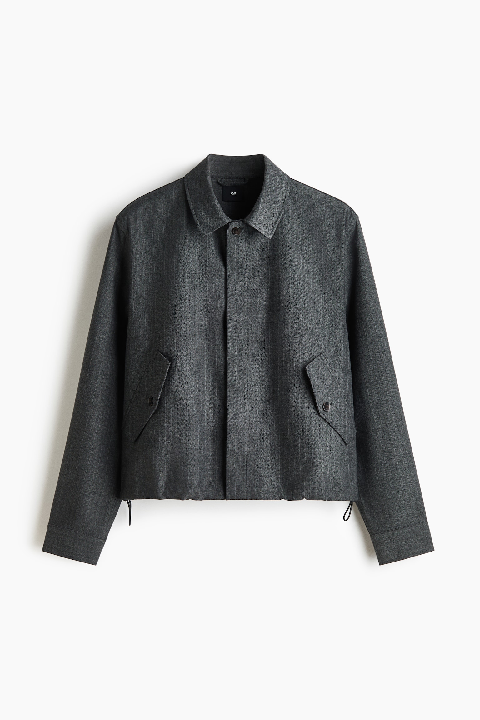 Мужская рубашка H&M Herringbone-Weave Overshirt, цвет: Тёмный серый — фото 1