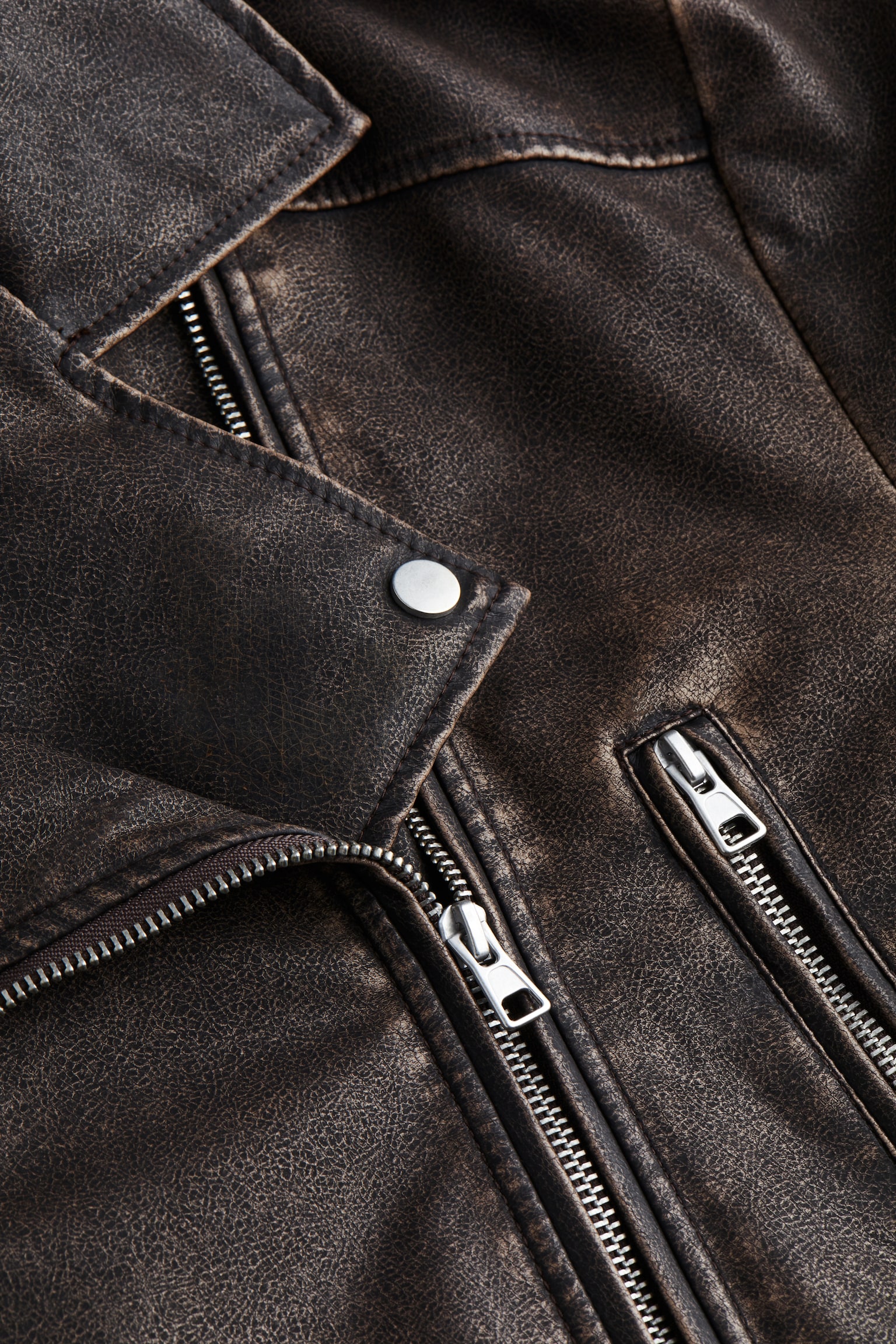 Coated Biker Jacket - Dark brown - 3