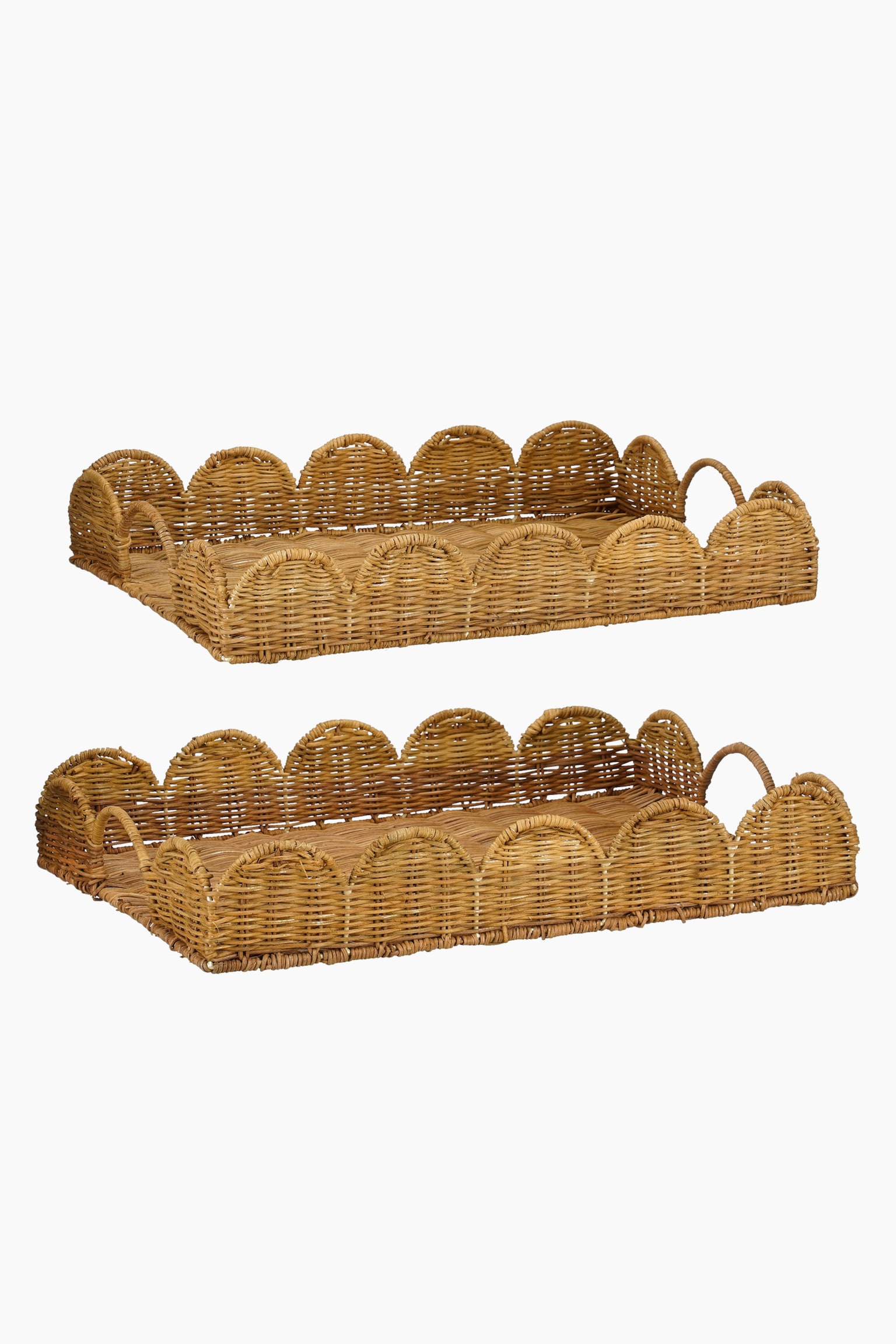 Zestaw 2 Rattanowych Tac - Jasnobrązowy - 1