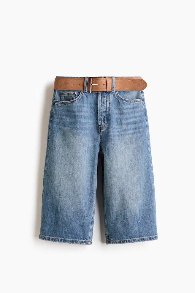 Denim Bermuda Shorts with Belt - Denim blue/Cream - 1