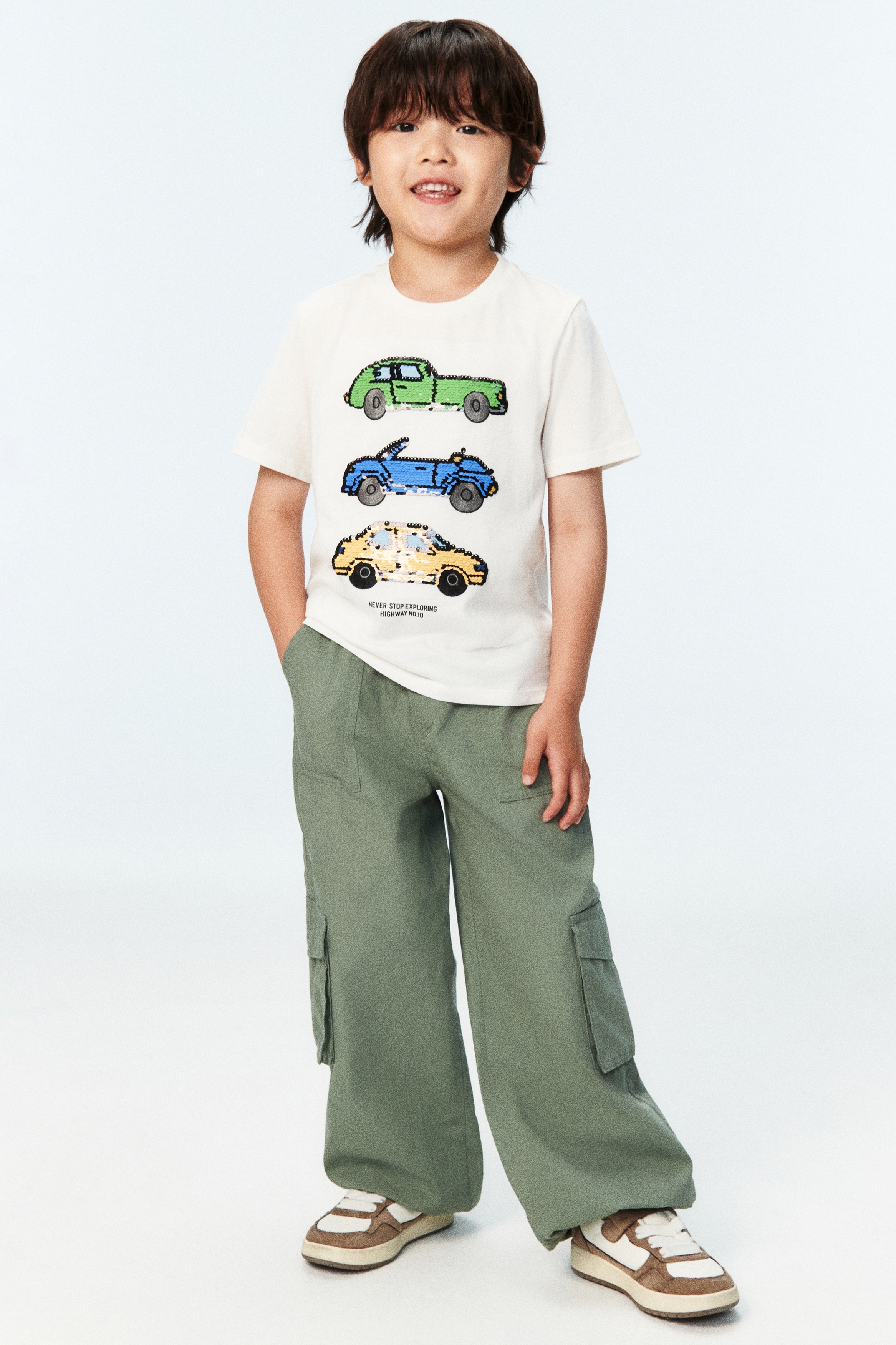 Cotton cargo trousers - Dusty khaki green