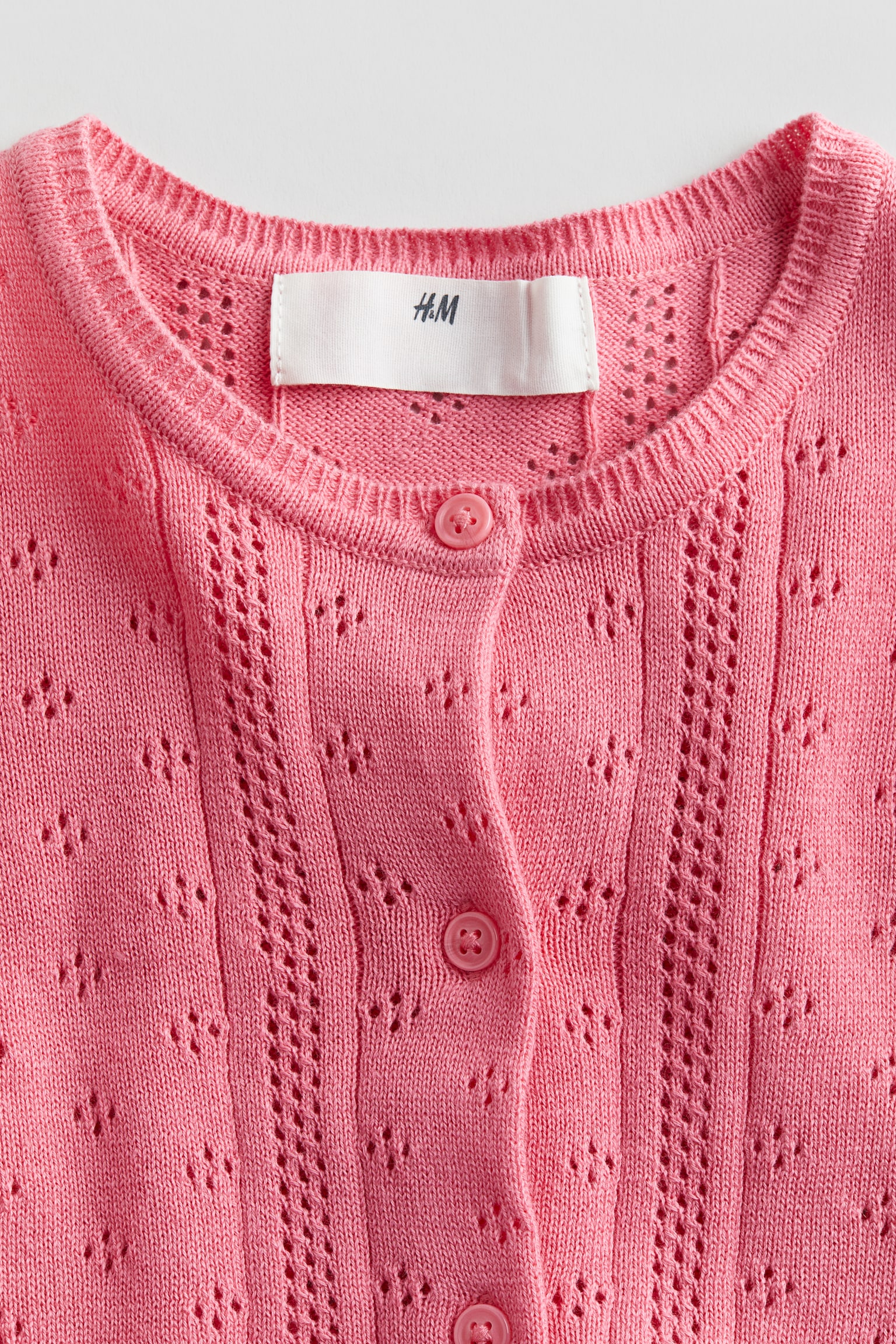 Textured-knit cotton cardigan - Pink - 3