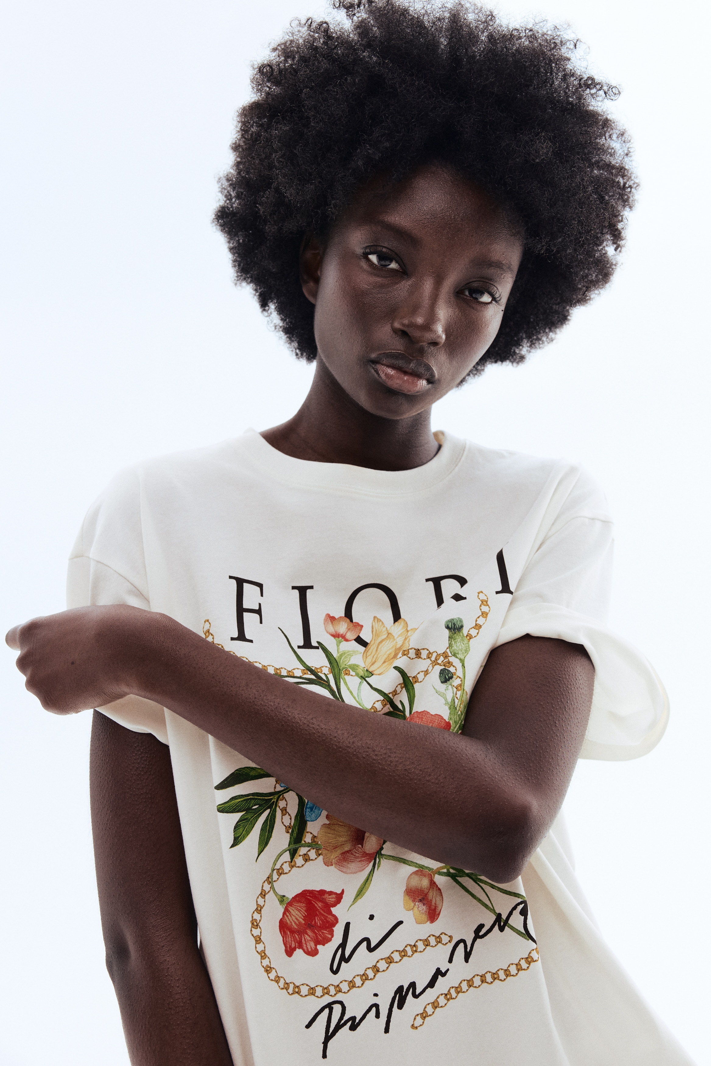 Oversized T-shirt - White/Fiori/Light yellow/Atelier/White/Island breeze