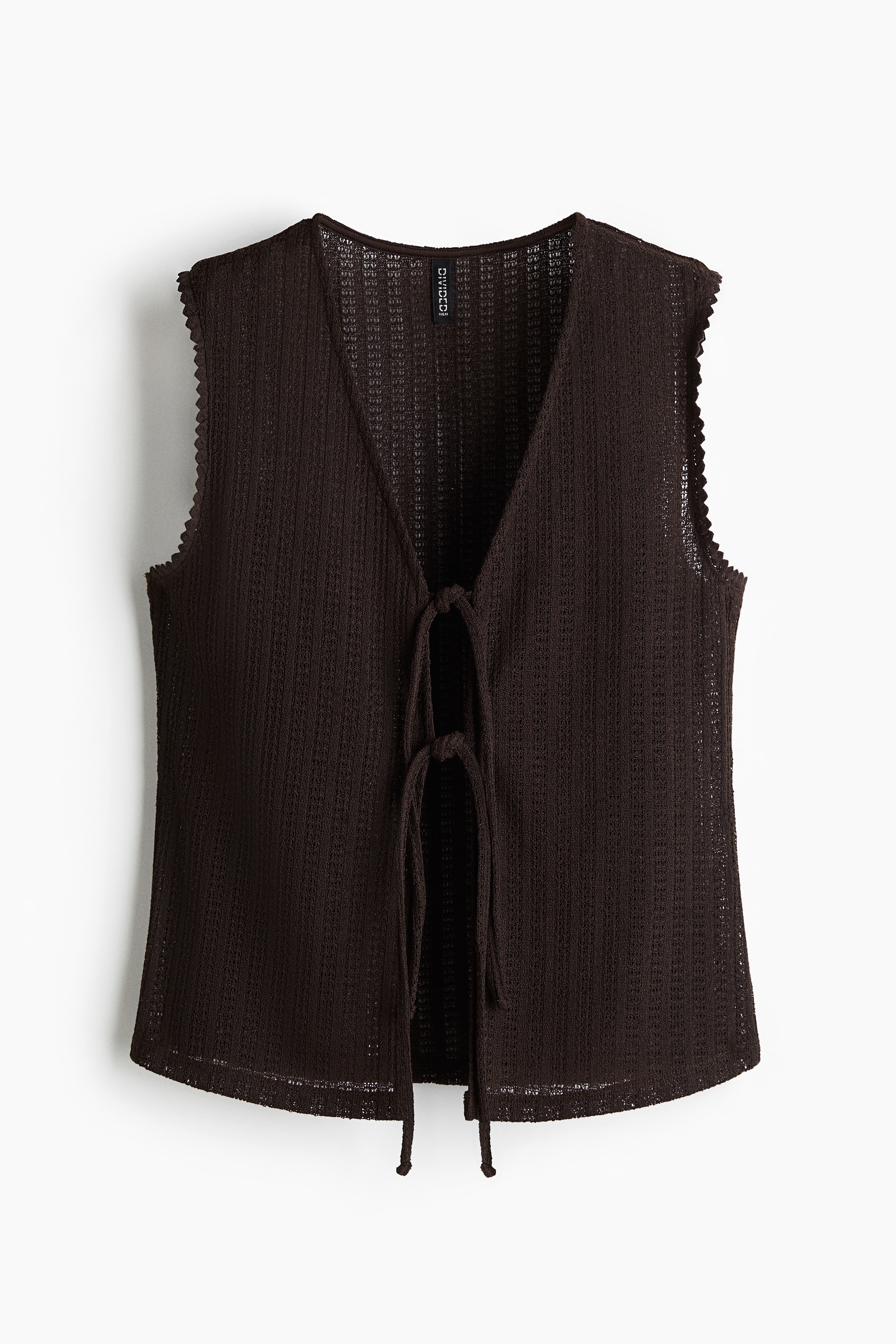 Úpletové tielko so zaväzovaním - Tmavohnedá/Zlatistá olivová/Biela/pruhovaná/Krémová