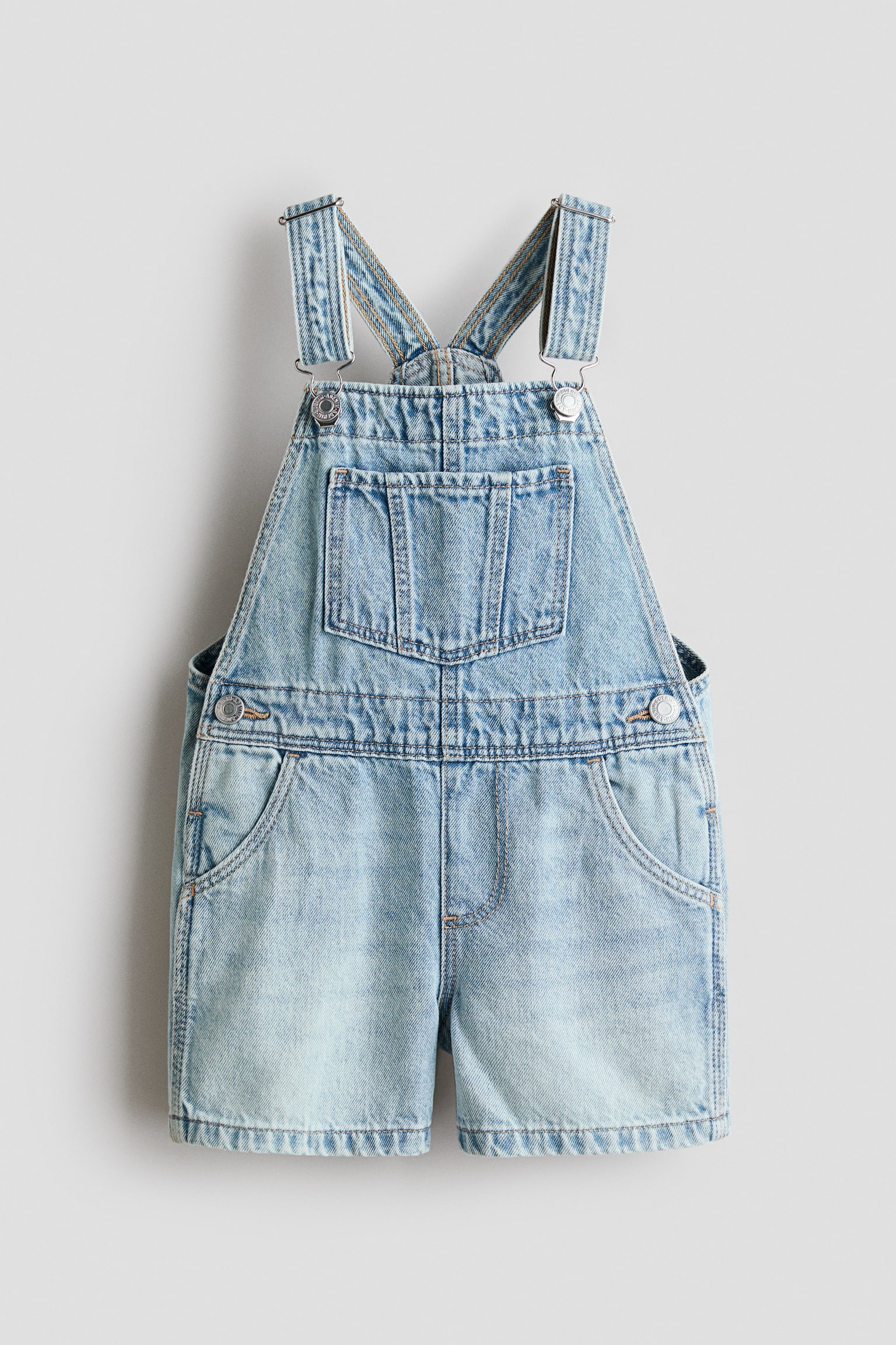 Salopette corta in denim - Blu denim chiaro/Blu denim