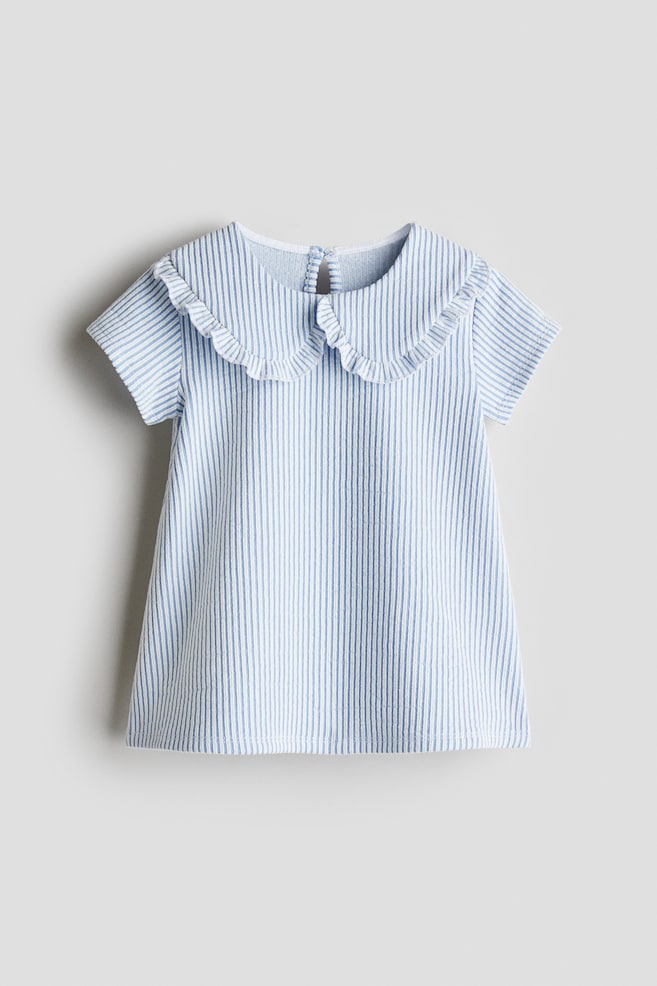 Robe trapèze avec col - Bleu/rayures blanches - 1