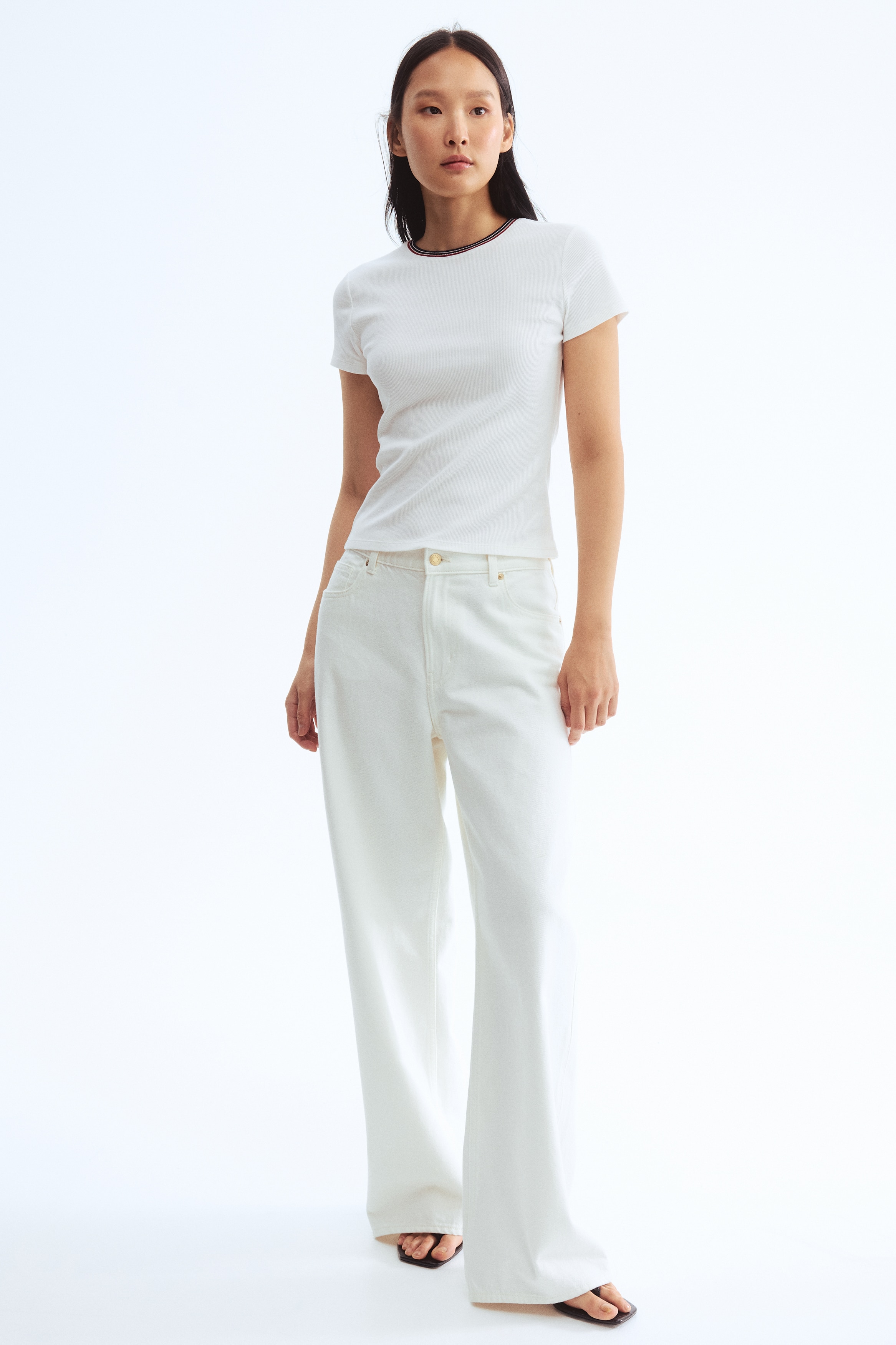 Rib-Knit T-Shirt - White