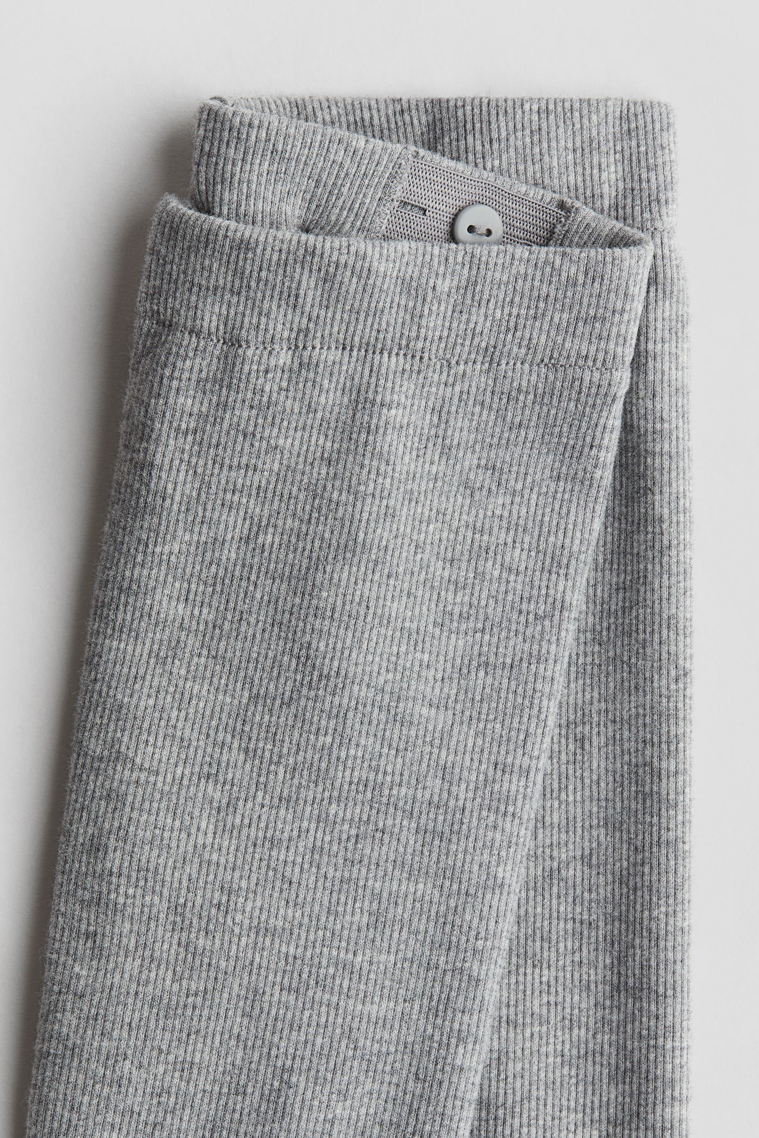 Ribbed cotton leggings - Grey marl/Beige marl - 2