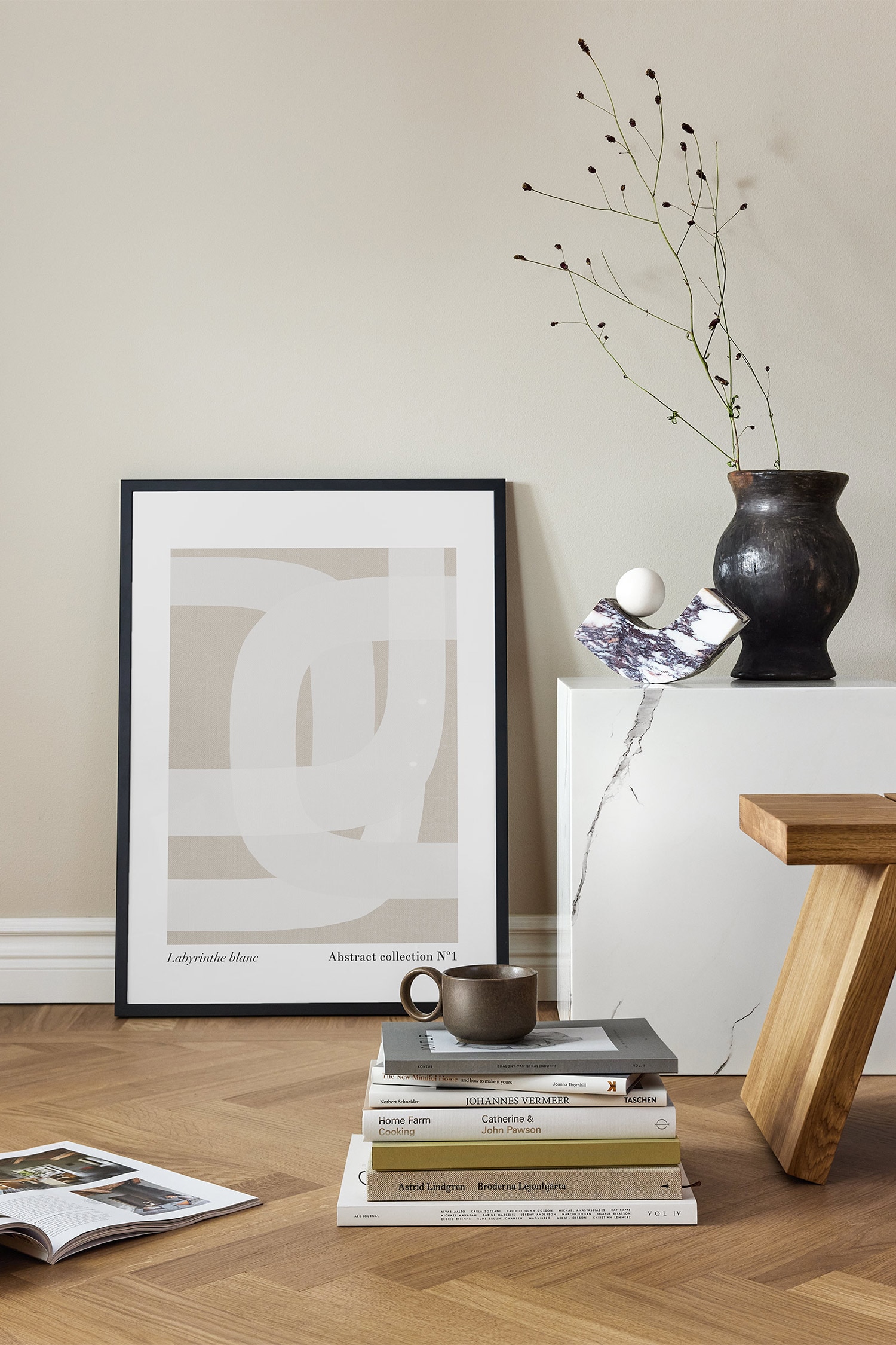 Labyrinthe Blanc Plakat - Hvid/beige