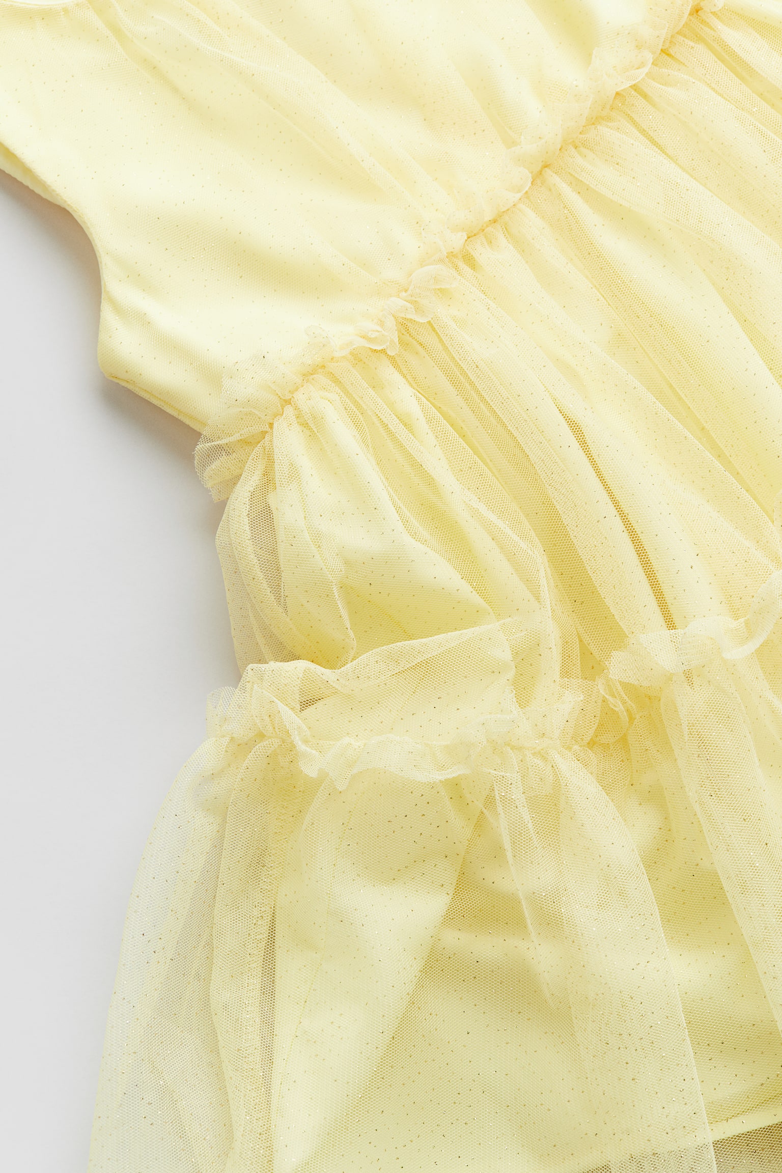 Frill-trimmed tulle dress - Light yellow/Pink - 5