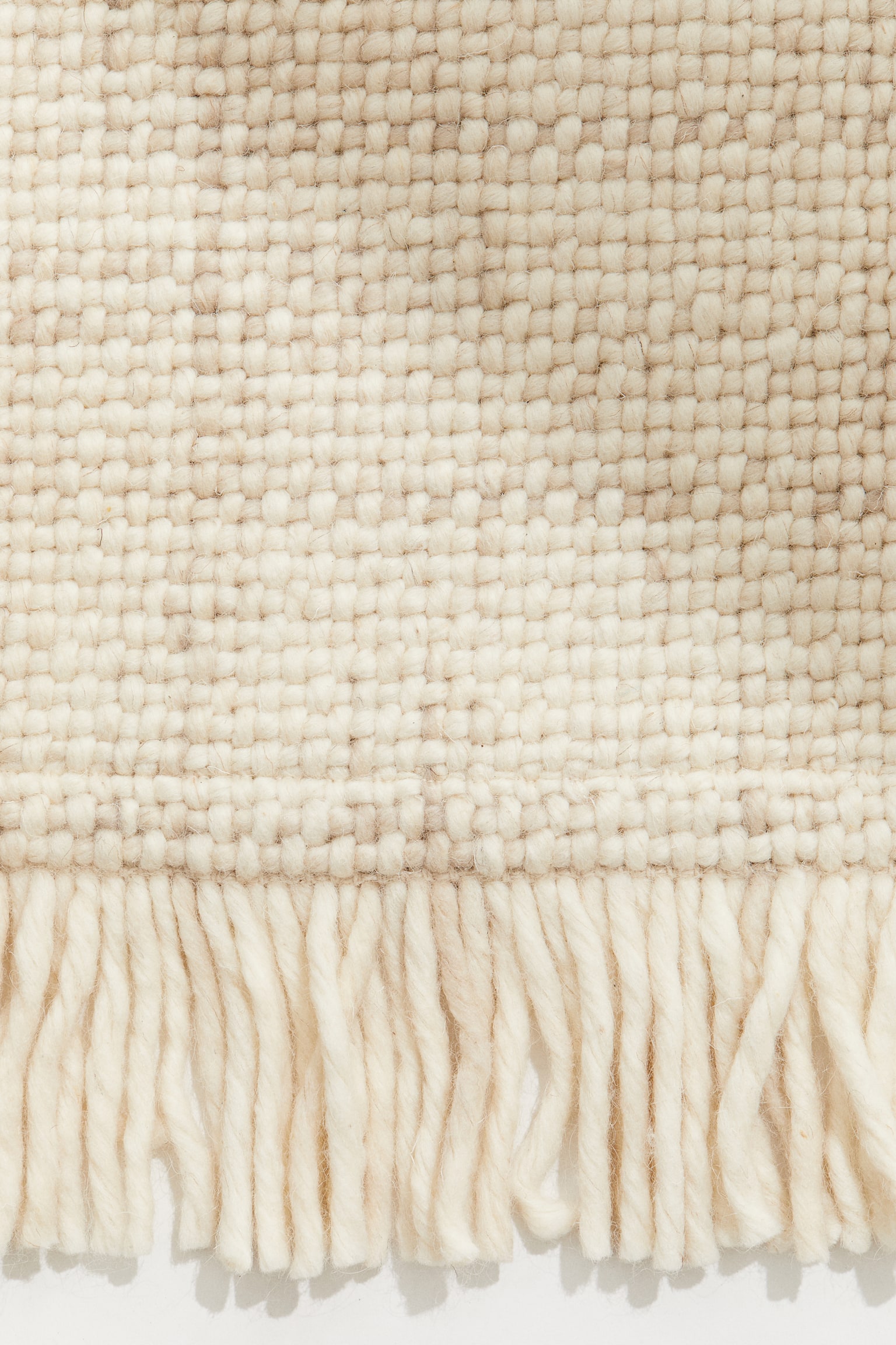 Fringed wool-blend rug - Light beige - 5