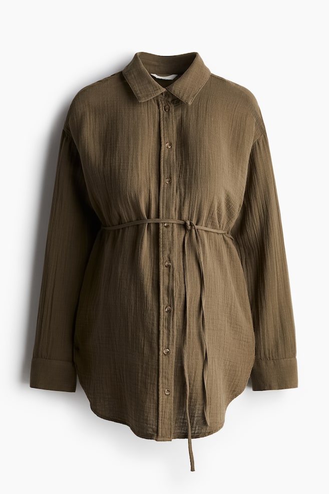 MAMA Before & After Camicia in mussola - Verde kaki scuro - 1