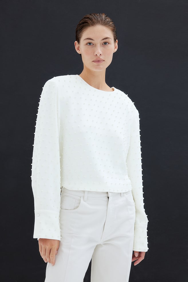 Bead-embellished blouse - White/Beads - 5