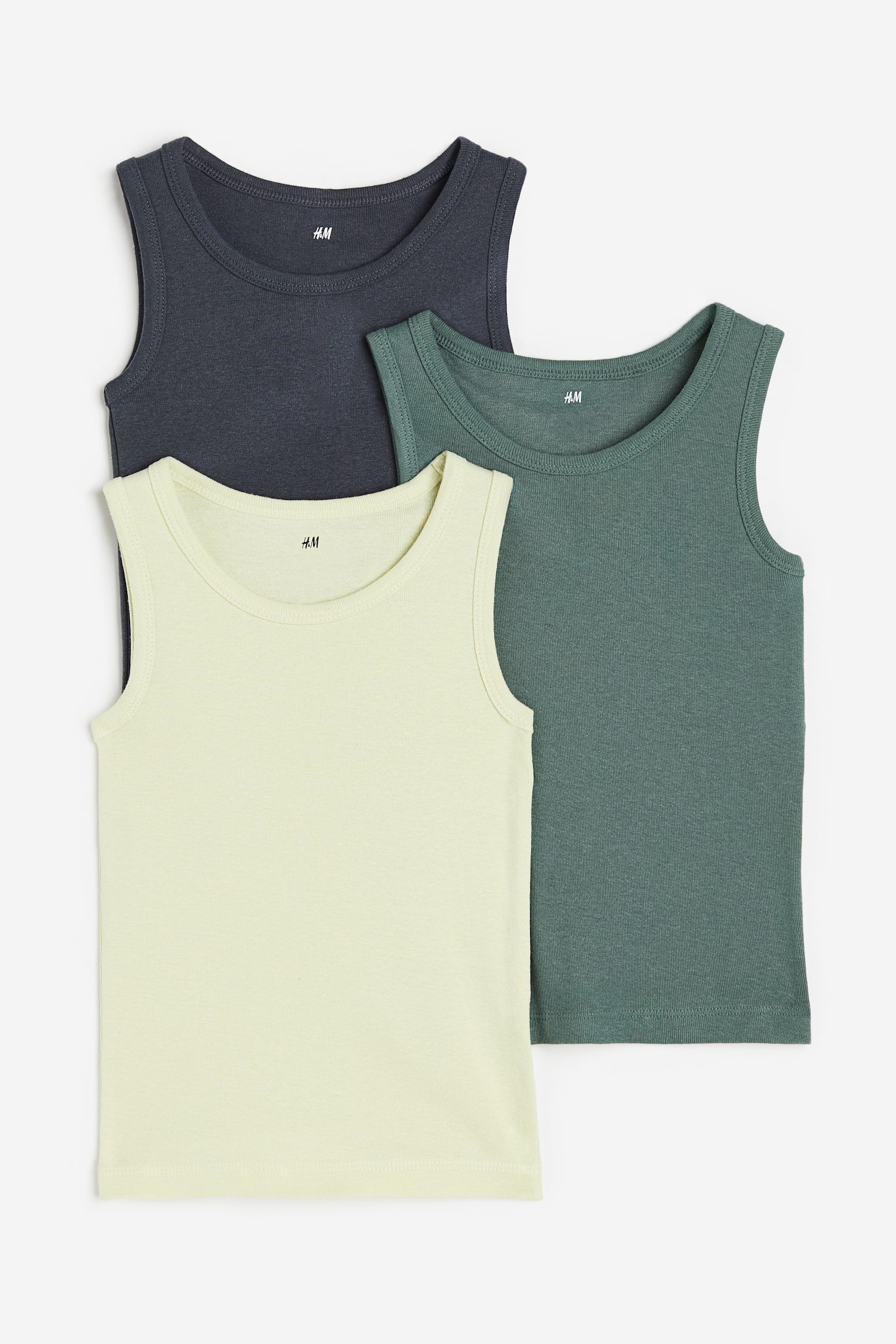 3-pack Tanks - Dark green/Dark grey/White/Light green/Green/Navy blue/White - 1