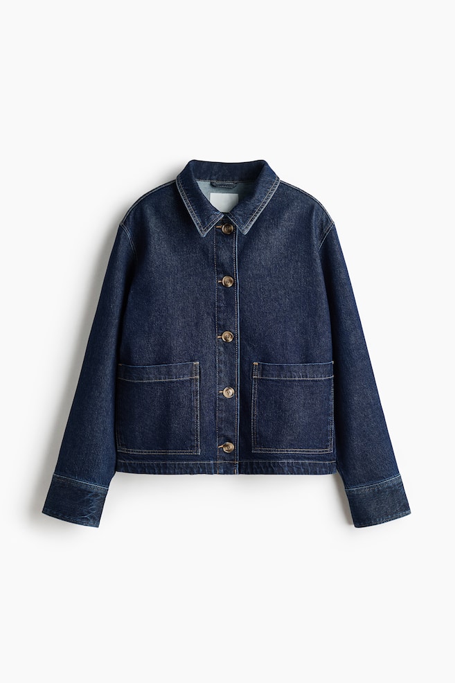 Cotton Denim Jacket - Dark denim blue/Brown/leopard print/Dark khaki green - 1