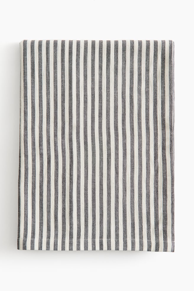 Cotton-blend tablecloth - Dark grey/Striped - 1