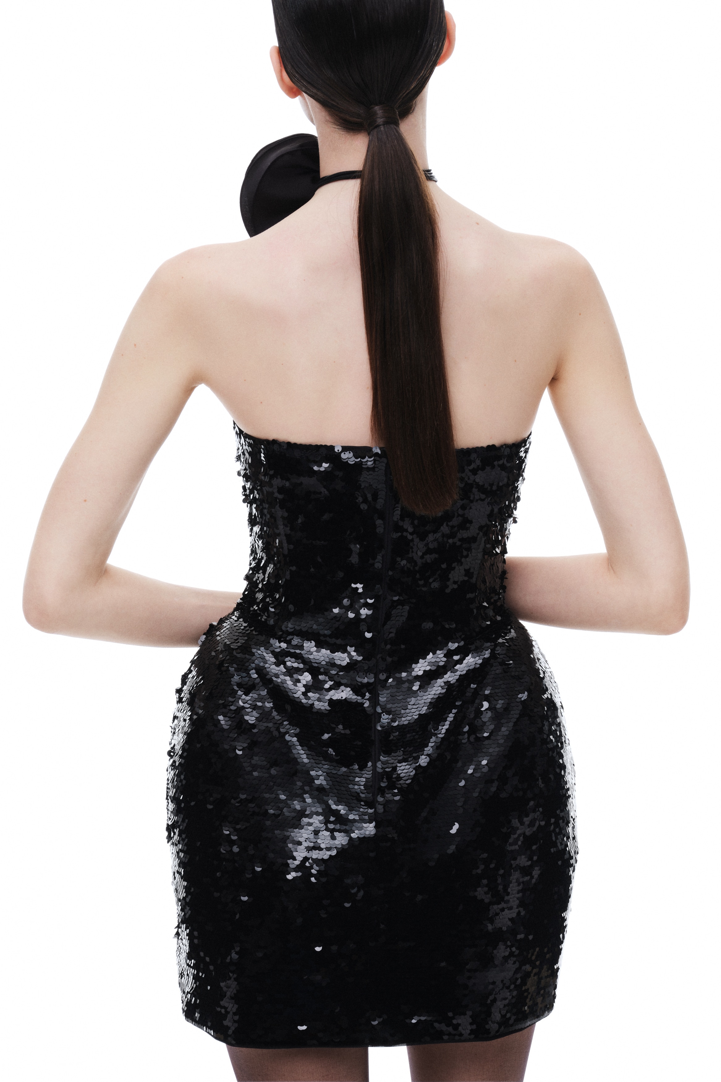 Abito a clessidra con applicazione a forma di rosa Nero DONNA H M IT