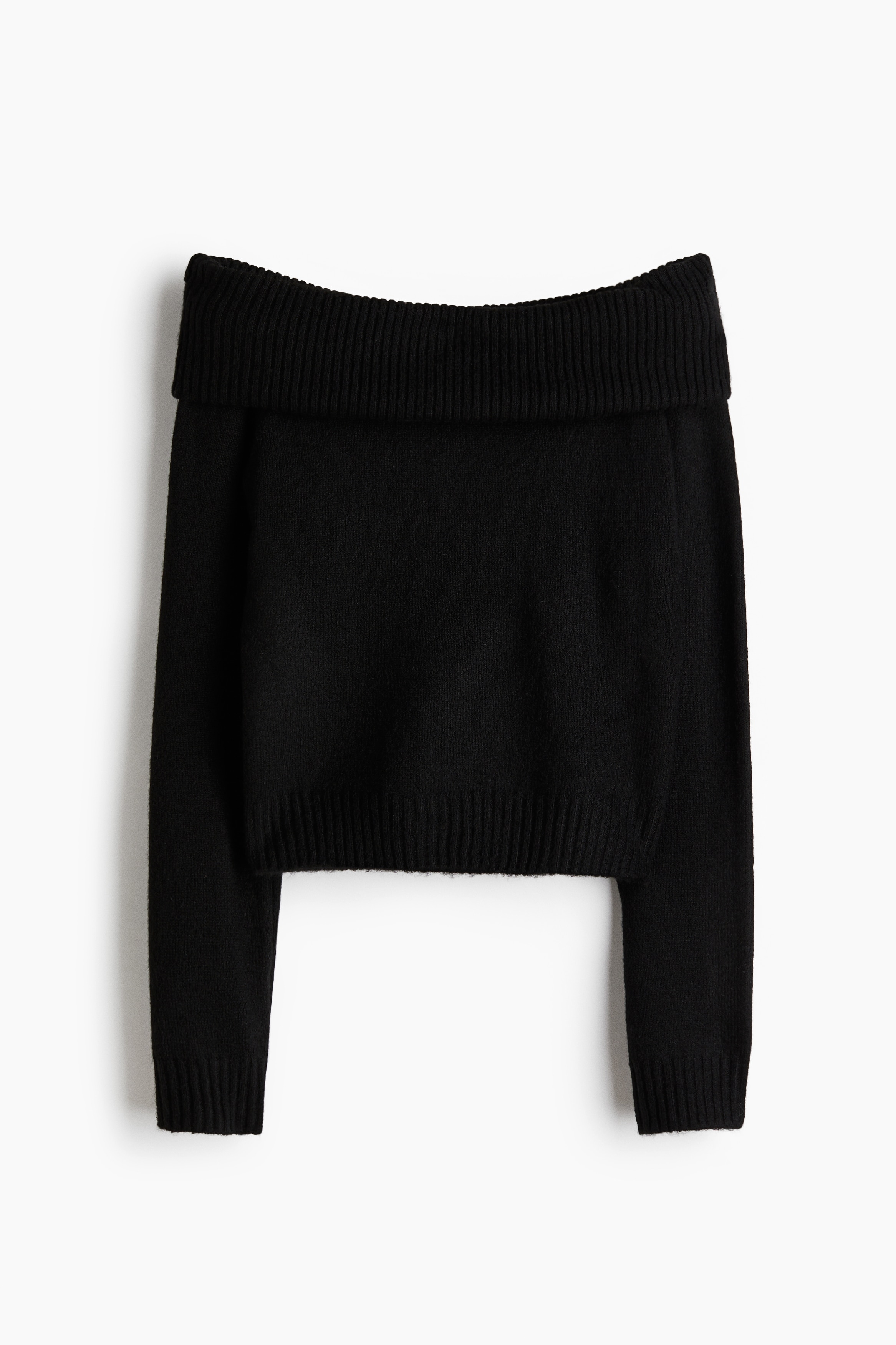 Off-the-Shoulder Sweater - Black/Light blue/Light pink/White/Dark gray melange