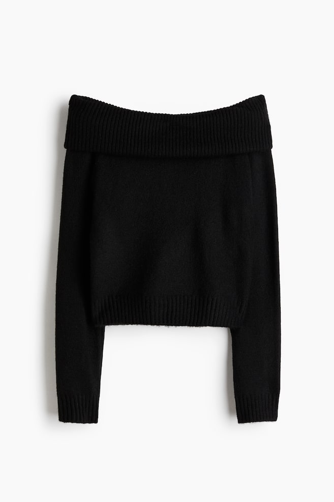 Schulterfreier Pullover - Schwarz/Dunkelgraumeliert/Hellrosa/Weiß/Hellblau - 1