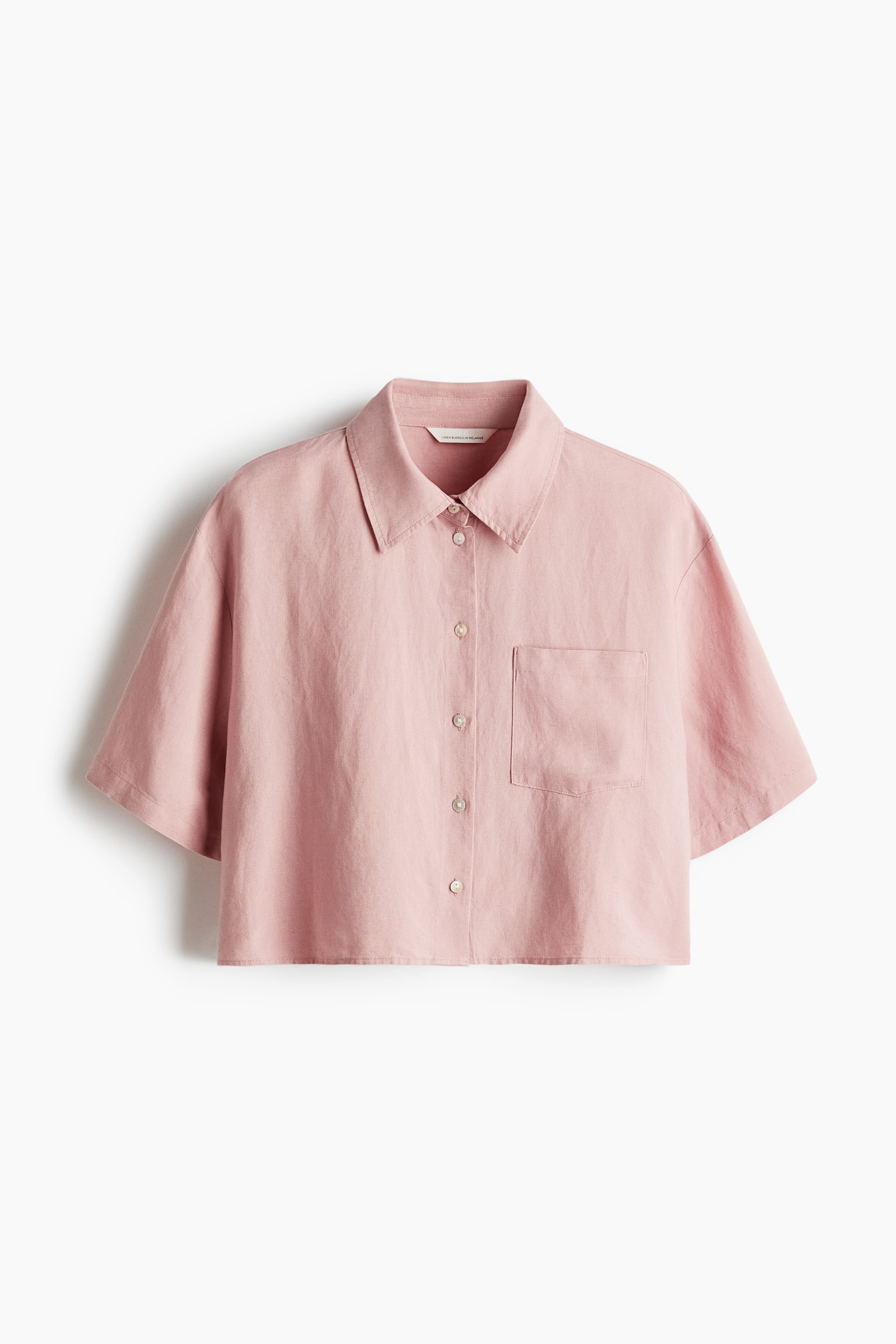 Linen-blend shirt - Dusty pink/Beige/White - 2