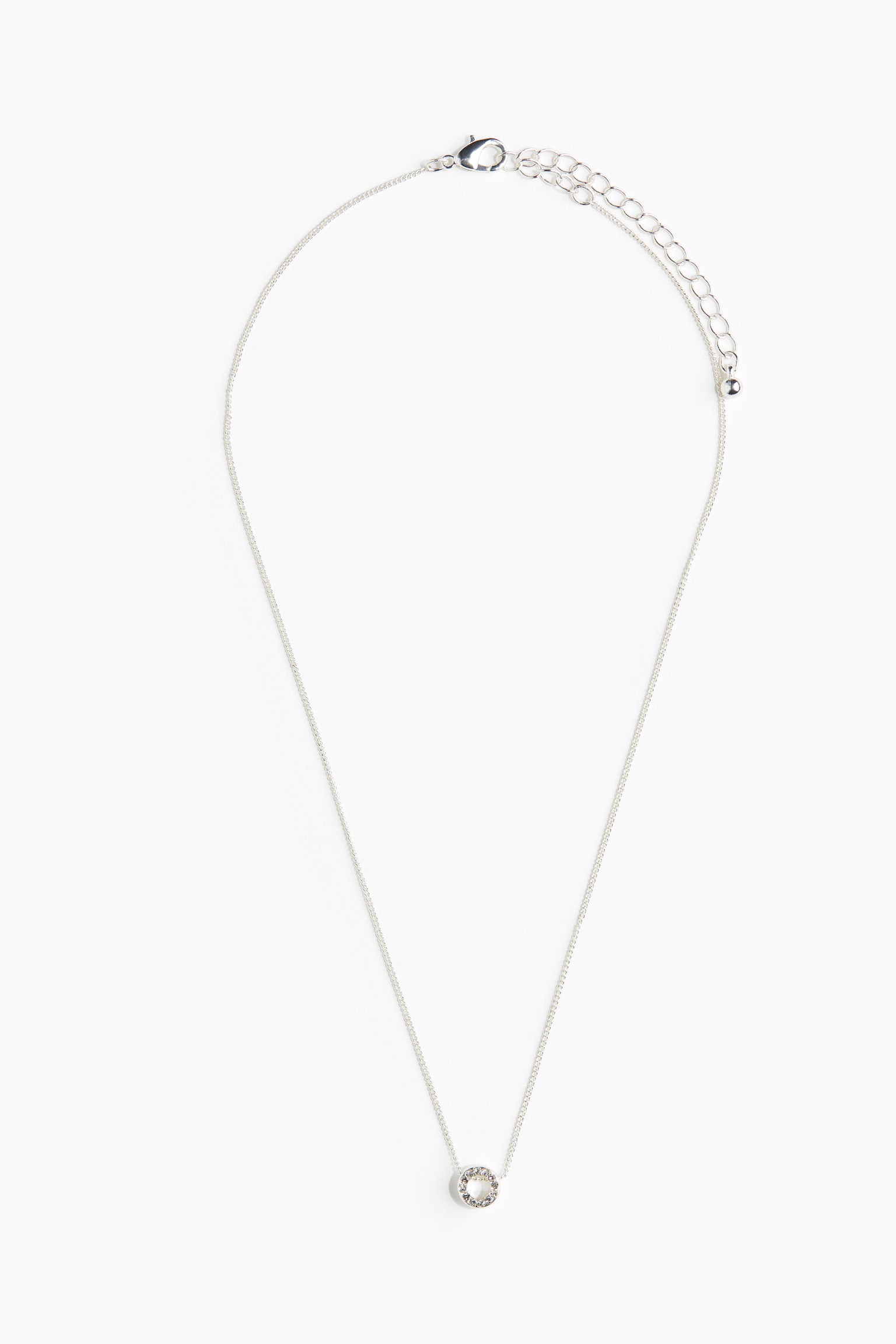Rhinestone-pendant necklace - Silver-coloured