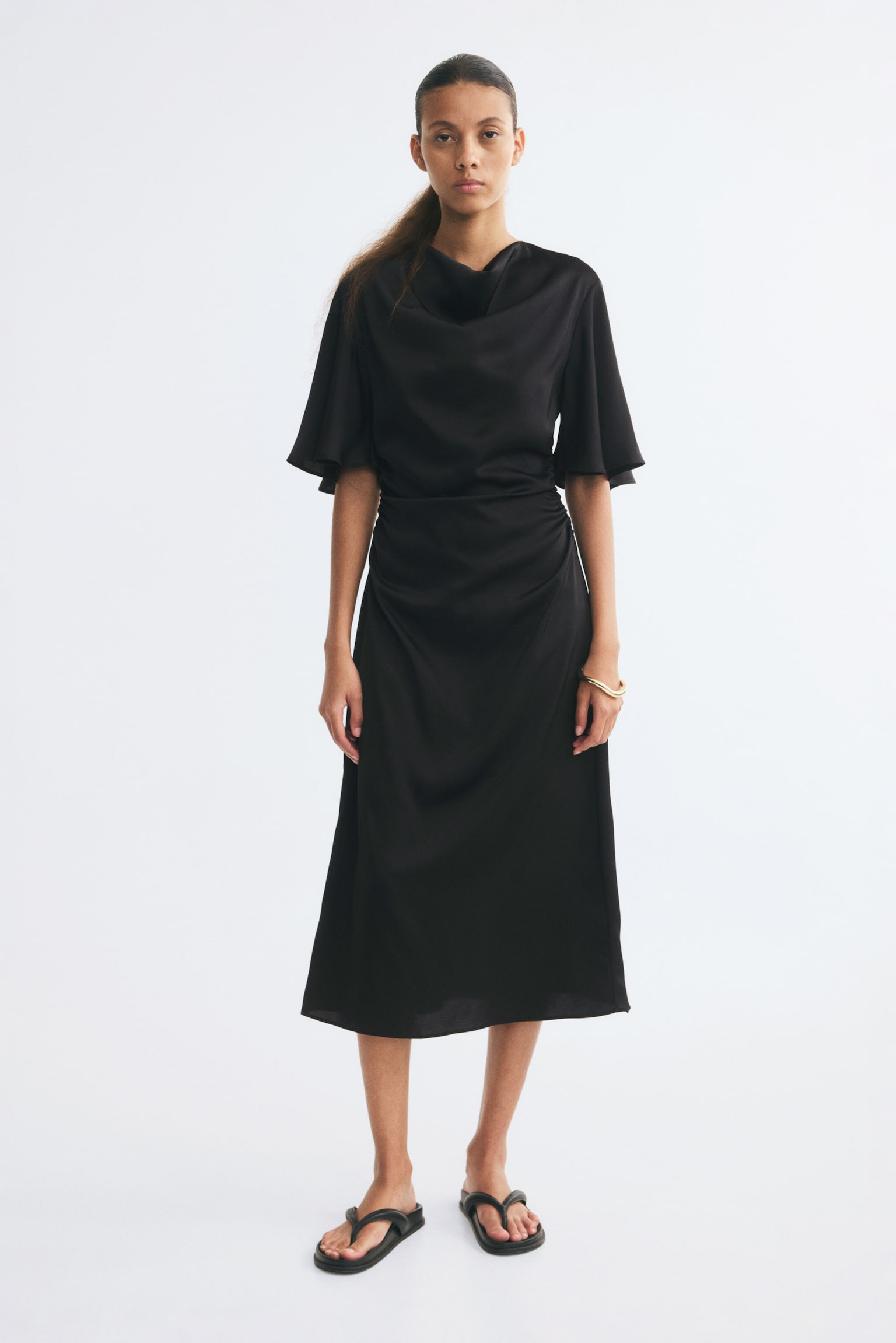 Женское платье H&M Draped satin, цвет: Чёрный — фото 3